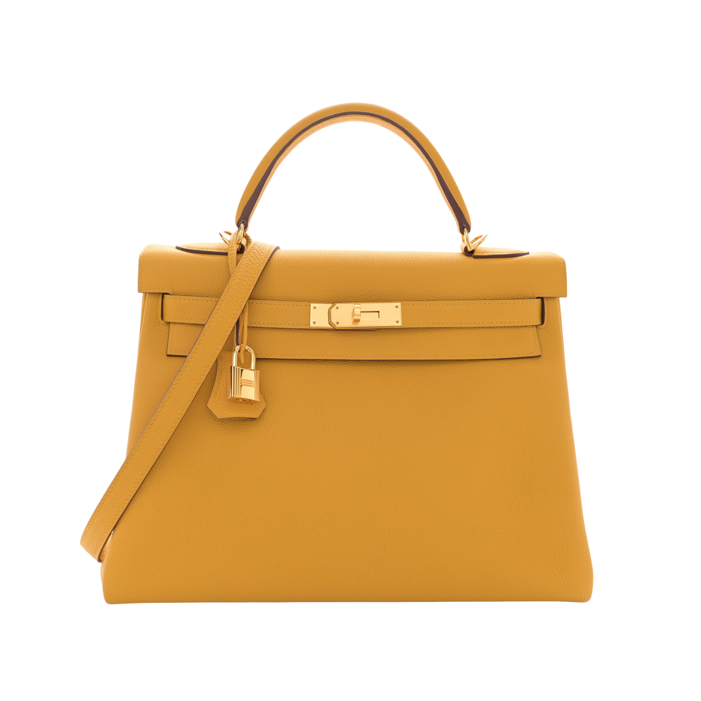 Hermes Kelly 32 Jaune Ambre Clemence Leather