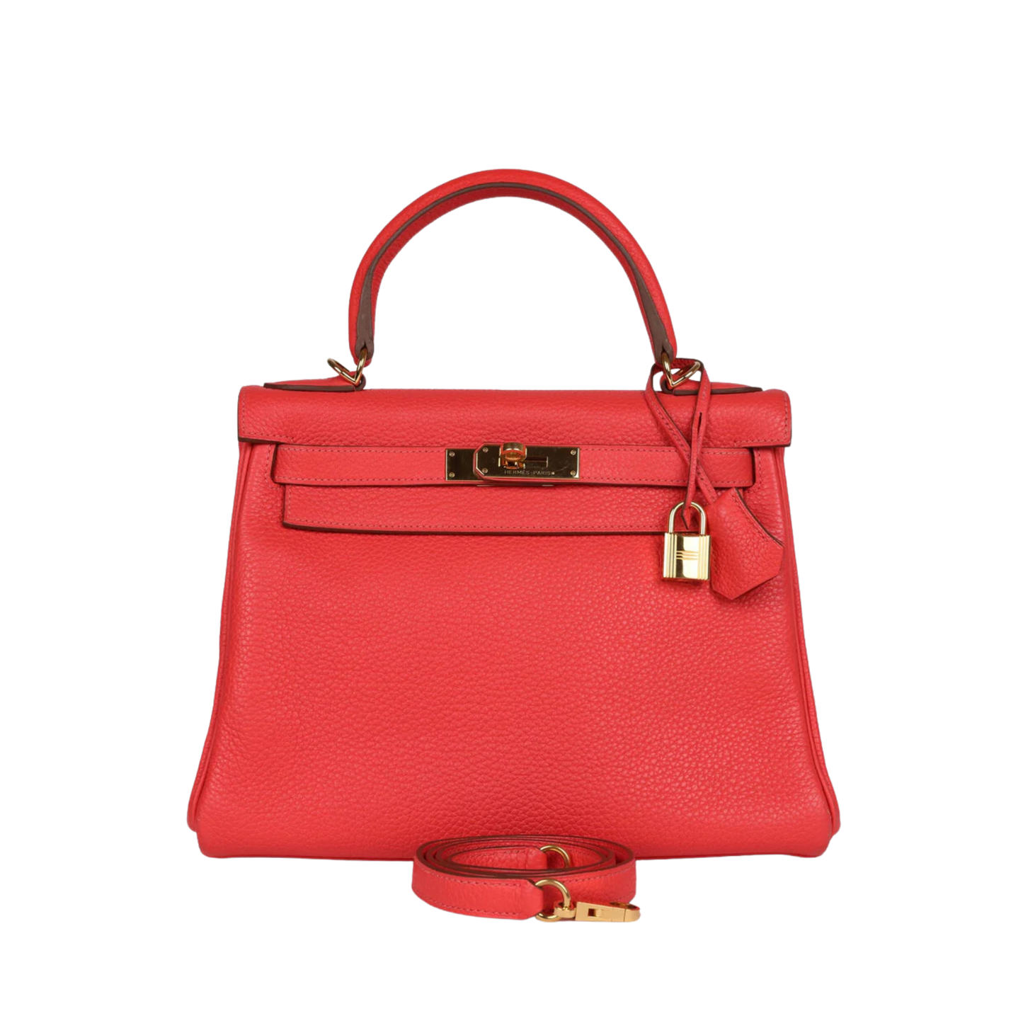 Hermes Kelly 28 Rose Jaipur Clemence Leather