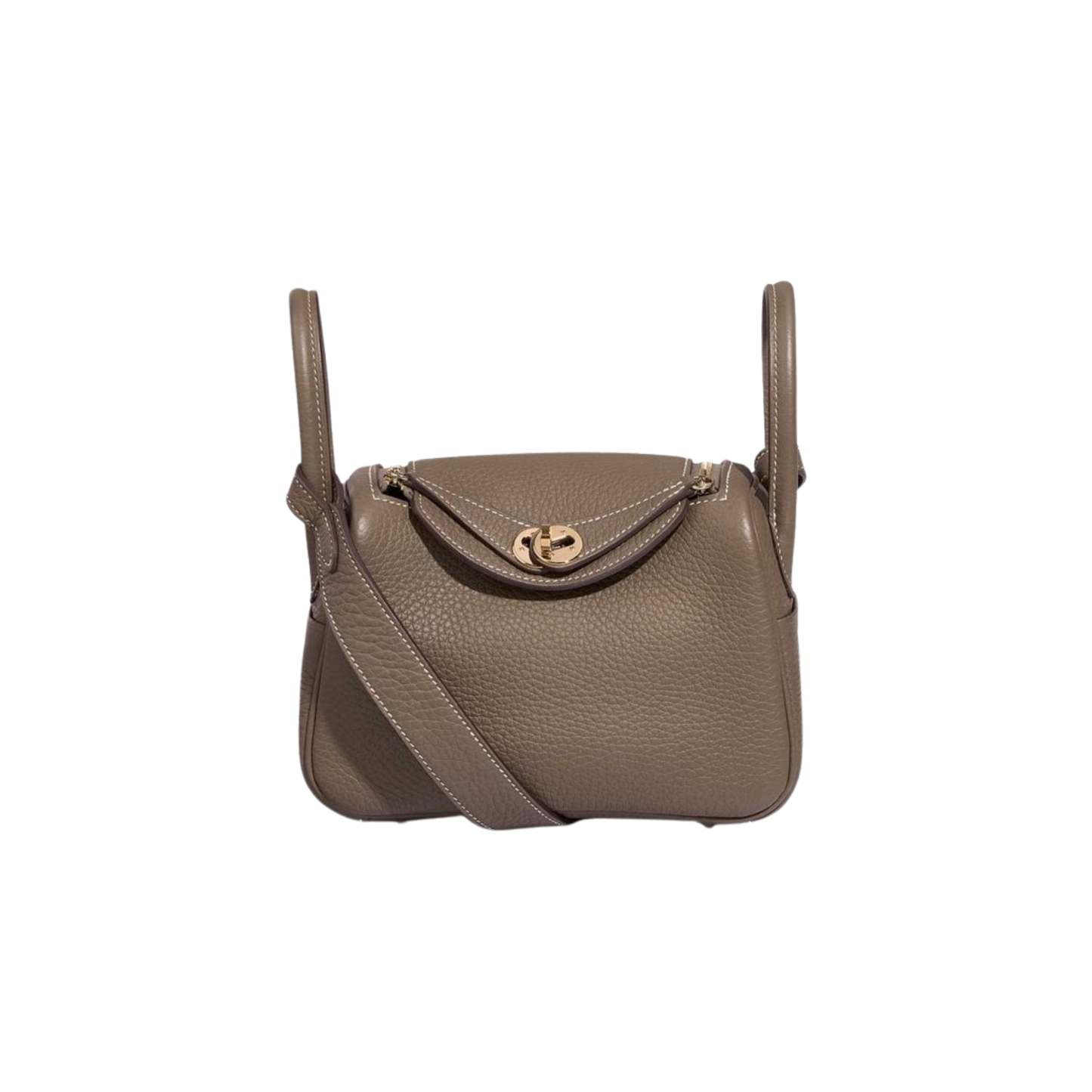 Hermes Lindy Mini Etoupe Clemence Leather
