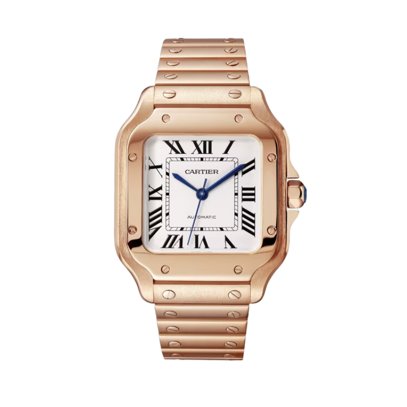SANTOS 35 MM DE CARTIER SILVER 18K ROSE GOLD