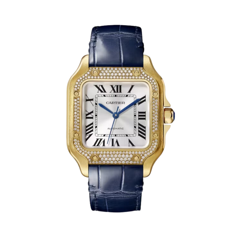 SANTOS 35 MM DE CARTIER WHITE 18K YELLOW GOLD