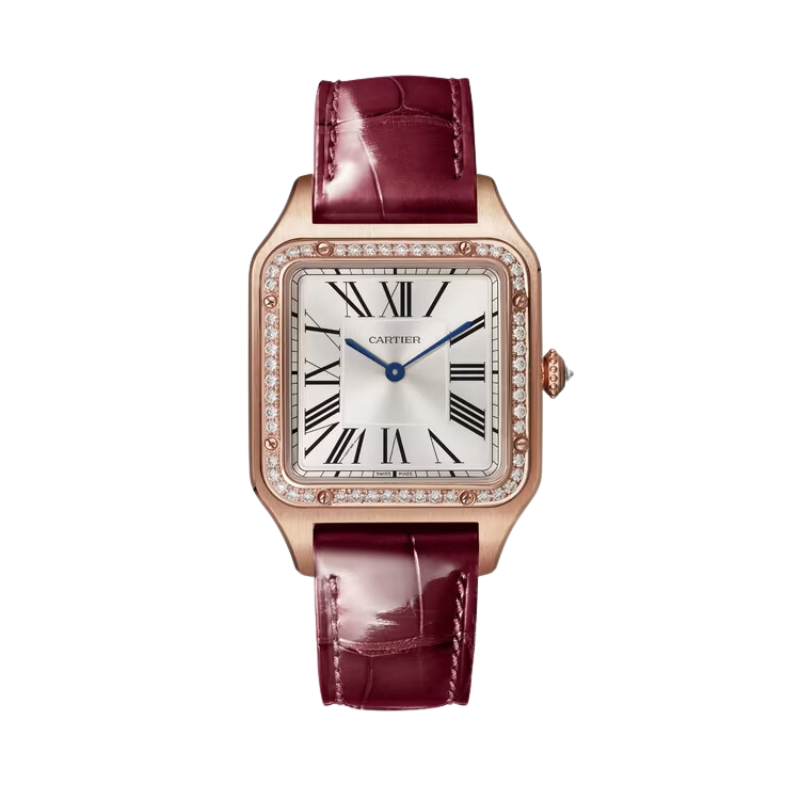 SANTOS 45 MM DUMONT SILVER 18K ROSE GOLD