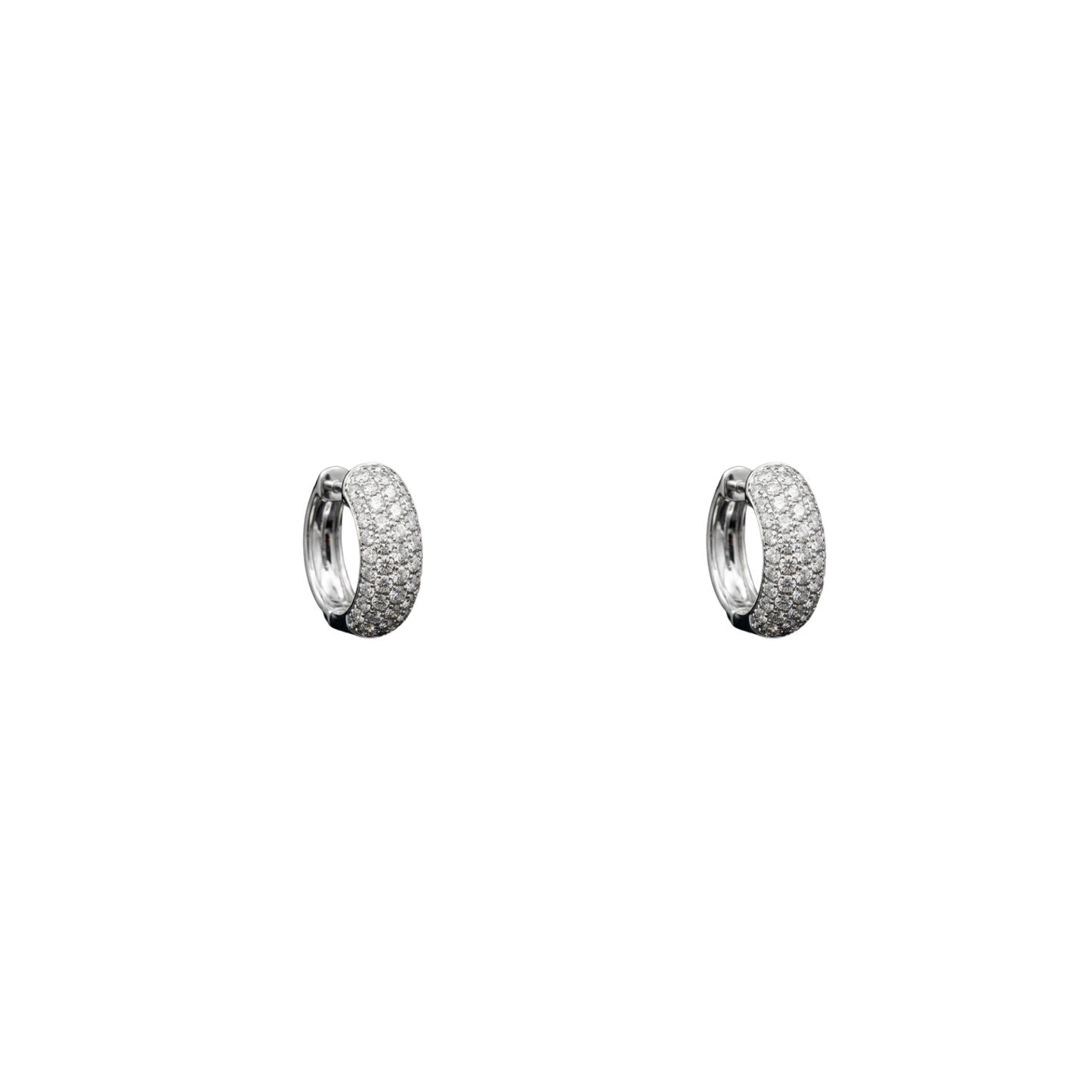 Platinum and Diamond Earrings with Prong set Round Diamonds - Round: 1.97 cts