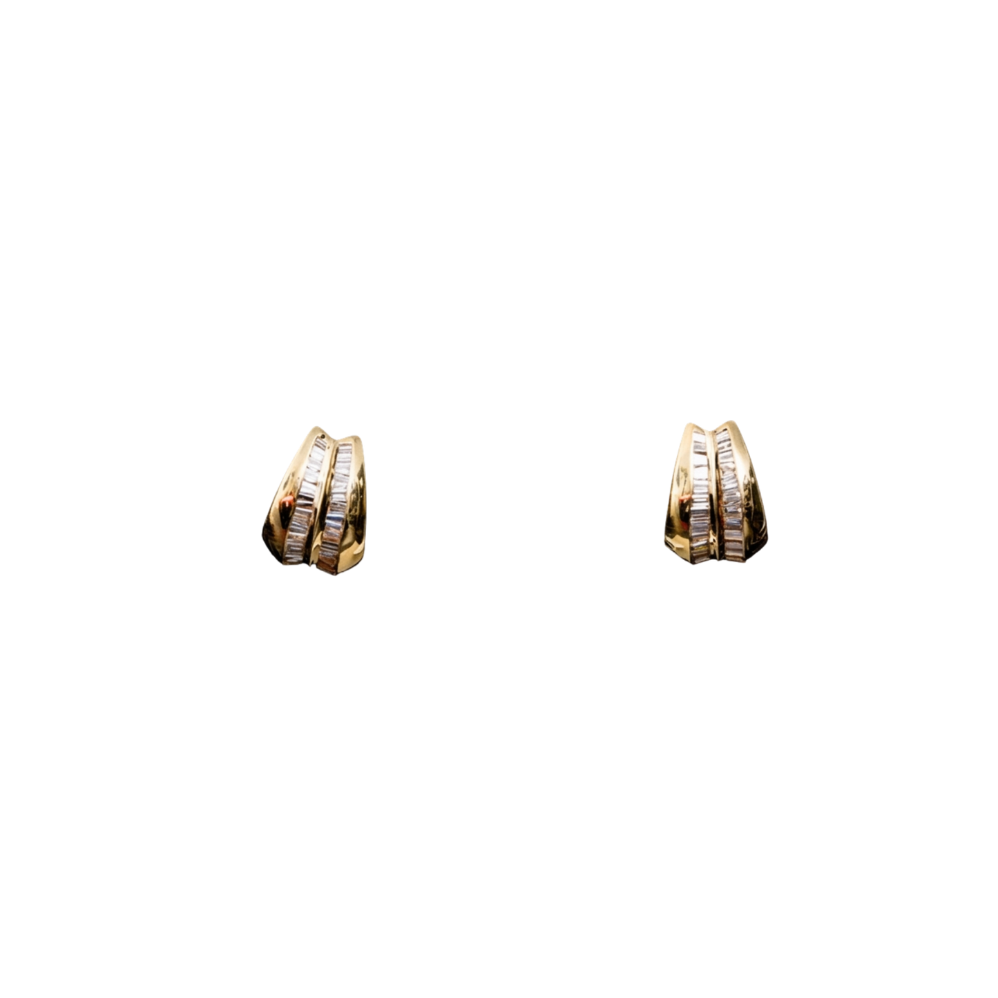 14k Yellow Gold Diamond Earrings with Channel set Baguette Diamond - Baguettes: 2.20