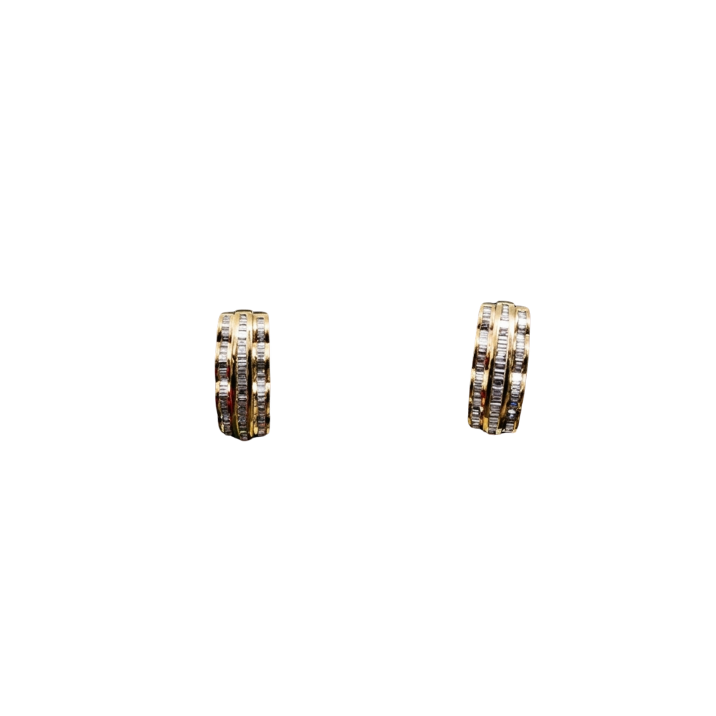 18k Yellow Gold Diamond Earrings with Channel set Baguette Diamonds - Baguettes: 2.55 cts