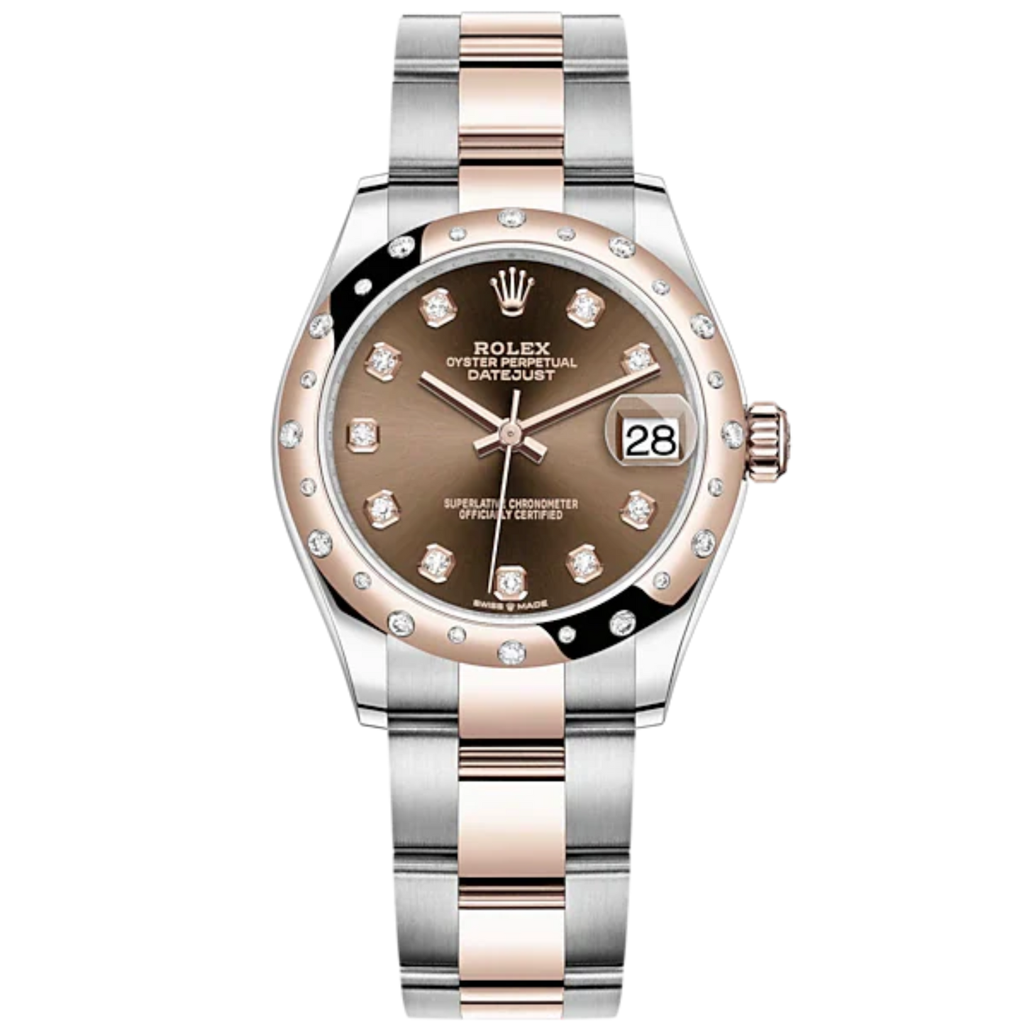 Datejust 31 31mm Oyster Bracelet Oystersteel and Everose Gold with Chocolate Diamond-Set Dial Diamond-Set Bezel