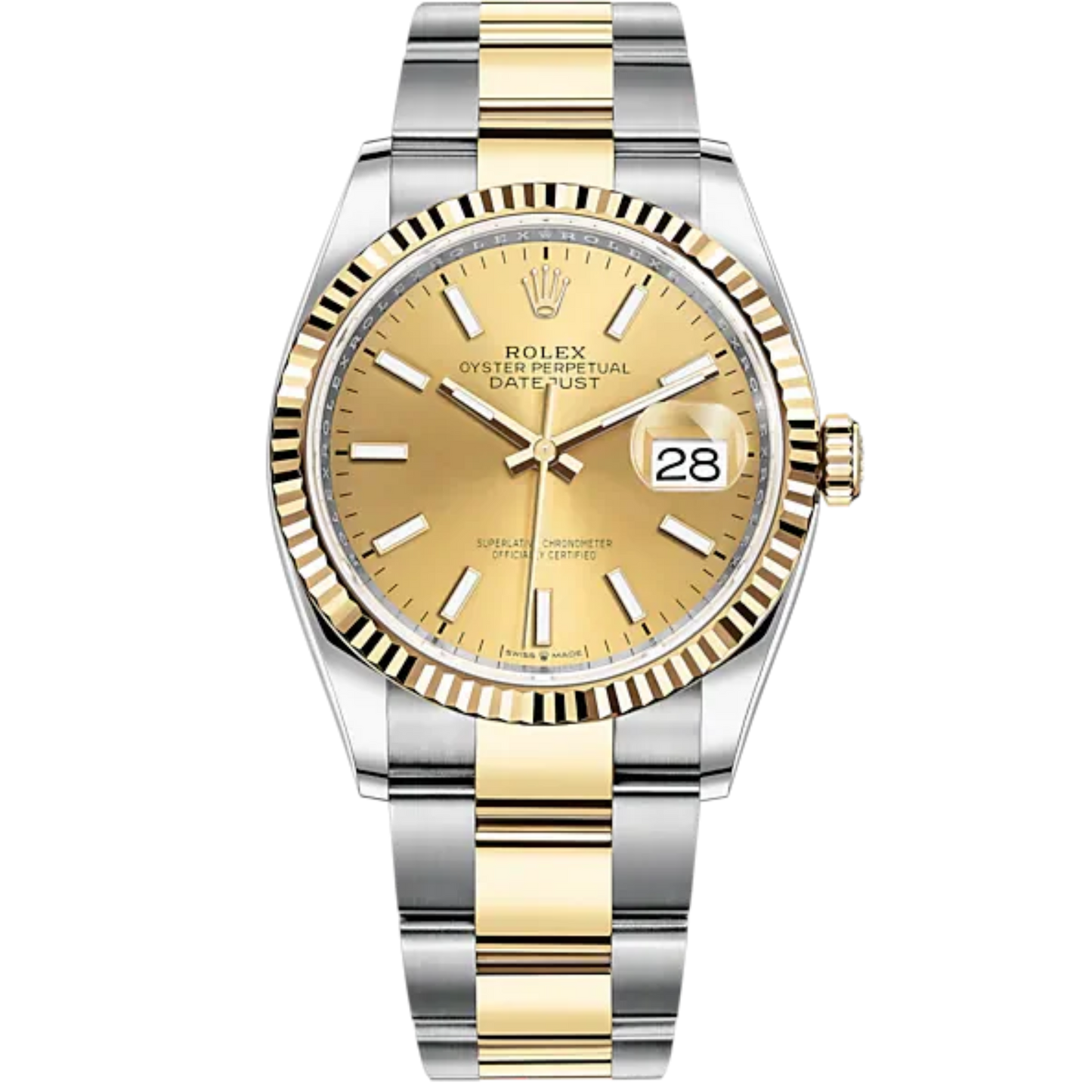 Datejust 36 36mm Oyster Bracelet Oystersteel and Yellow Gold with Champagne-Colour Dial Fluted Bezel