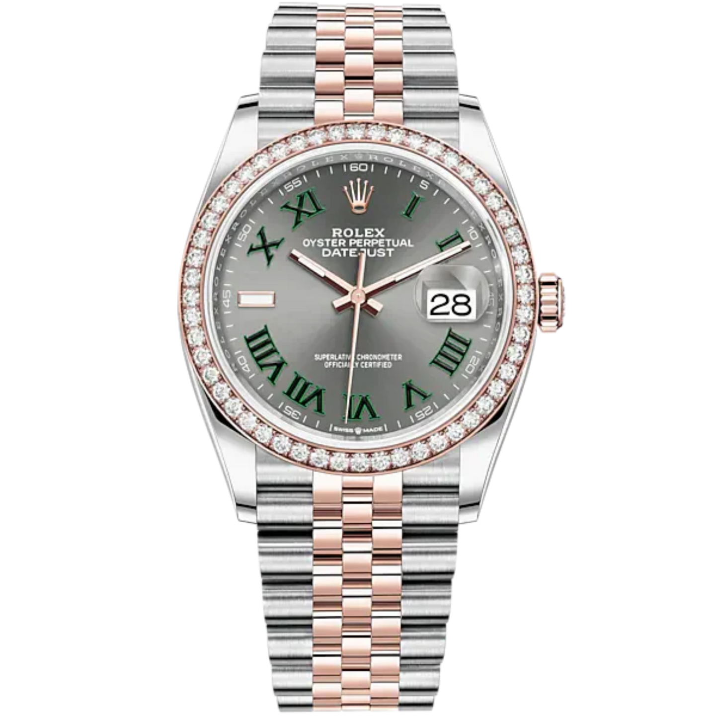 Datejust 36 36mm Oystersteel Jubilee Bracelet and Everose Gold with Slate Dial Diamond-Set Bezel