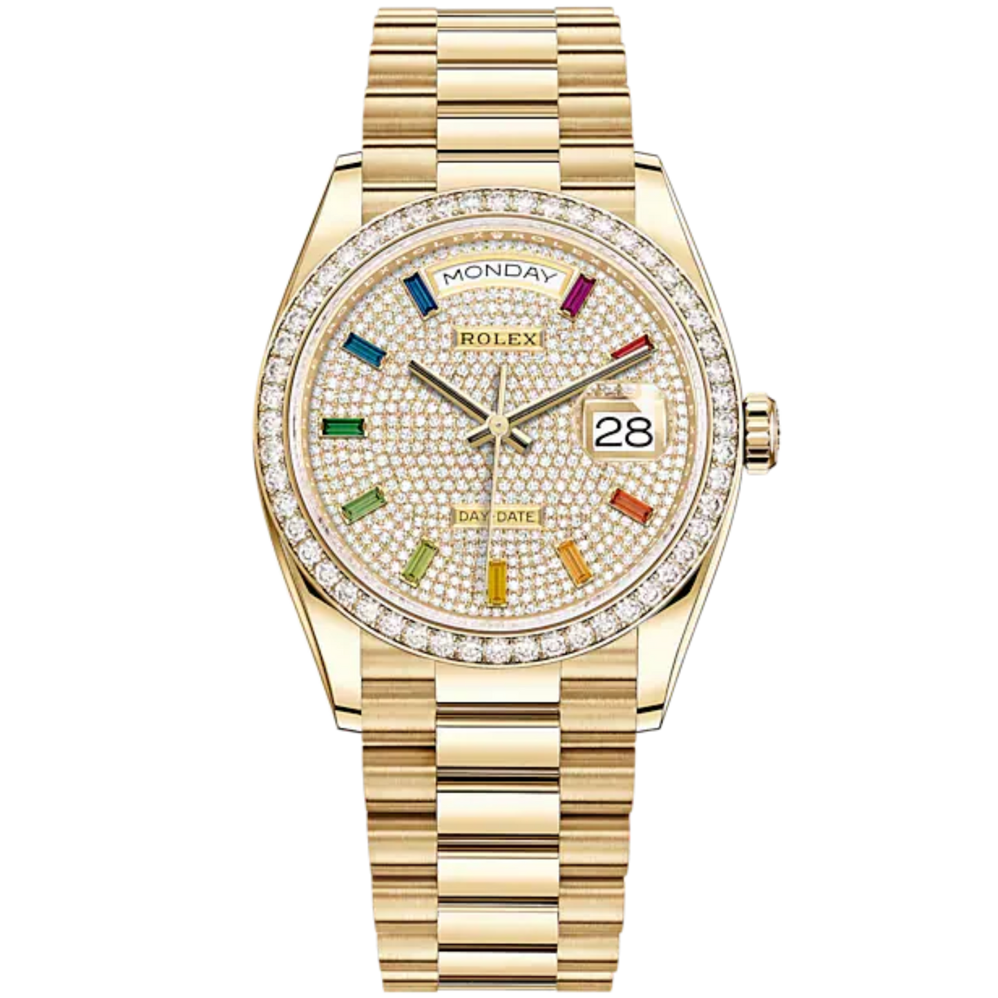 Day-Date 36 36mm President Bracelet and 18 KT Yellow Gold with Diamond-Paved Dial and Diamond-Set Bezel