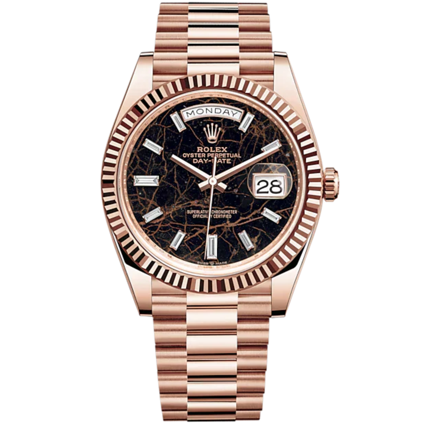 Rolex Day-Date Ref. 228235 40mm Everose Gold with Eisenkiesel Dial with Baguette Markers