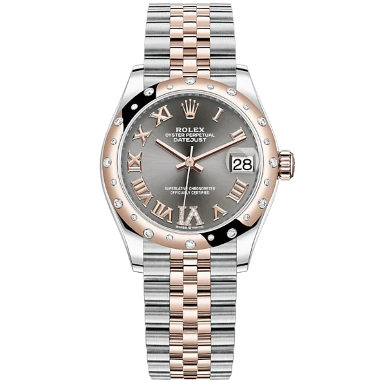 Datejust 31 31mm Jubilee Bracelet Oystersteel and Everose Gold with Slate Diamond Dial Diamond-Set Bezel