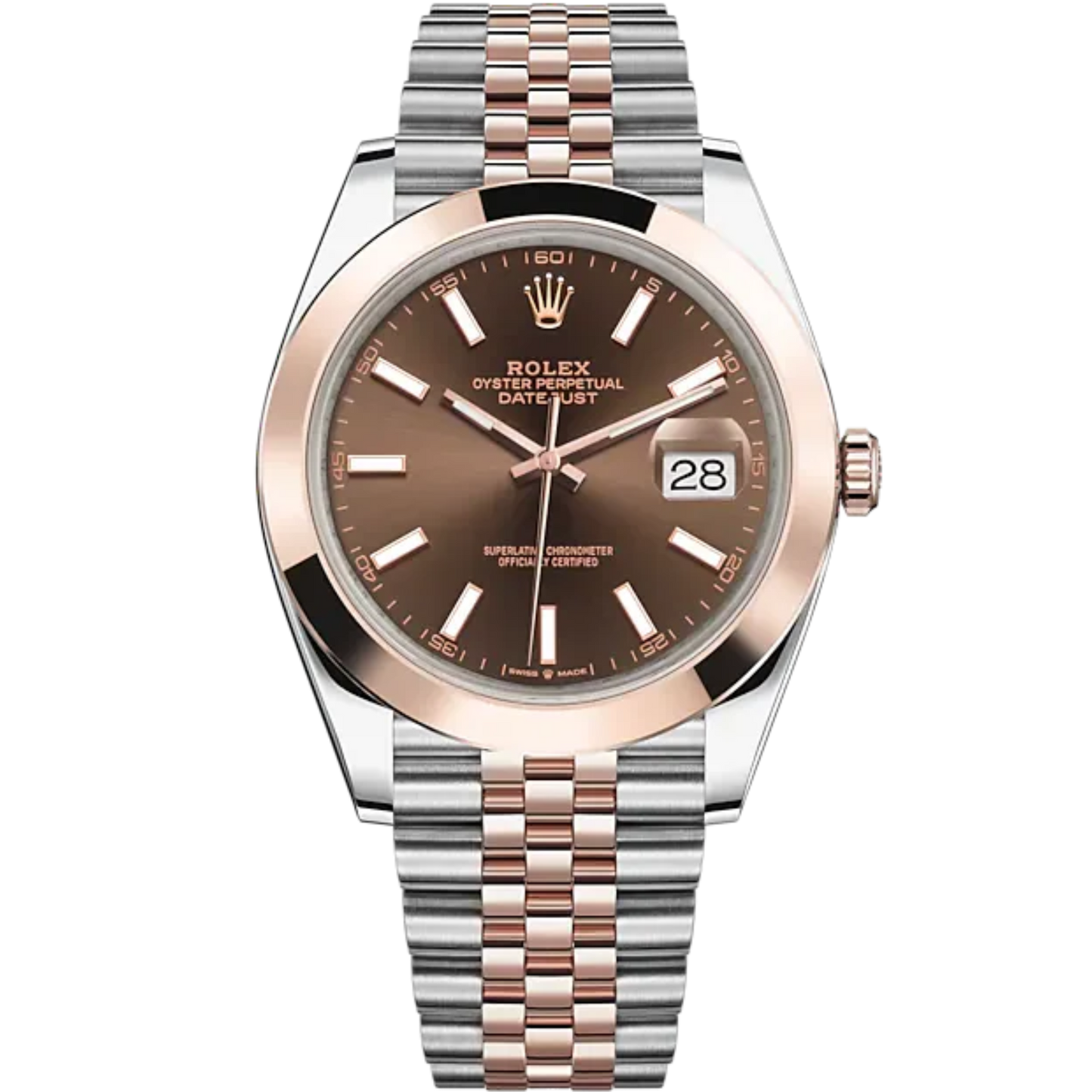 Rolex Datejust Ref. 126301 Chocolate Dial 41mm Two Tone Stainless Steel Rose Gold Smooth Bezel