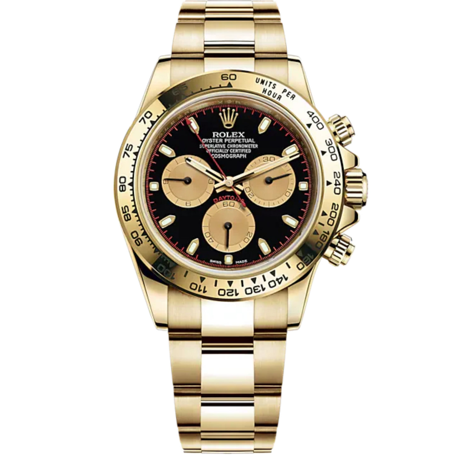 Cosmograph Daytona 40MM 18 CT Yellow Gold Oyster Bracelet Black Dial 18 CT Yellow Gold Bezel With Engraved Tachymetric Scale