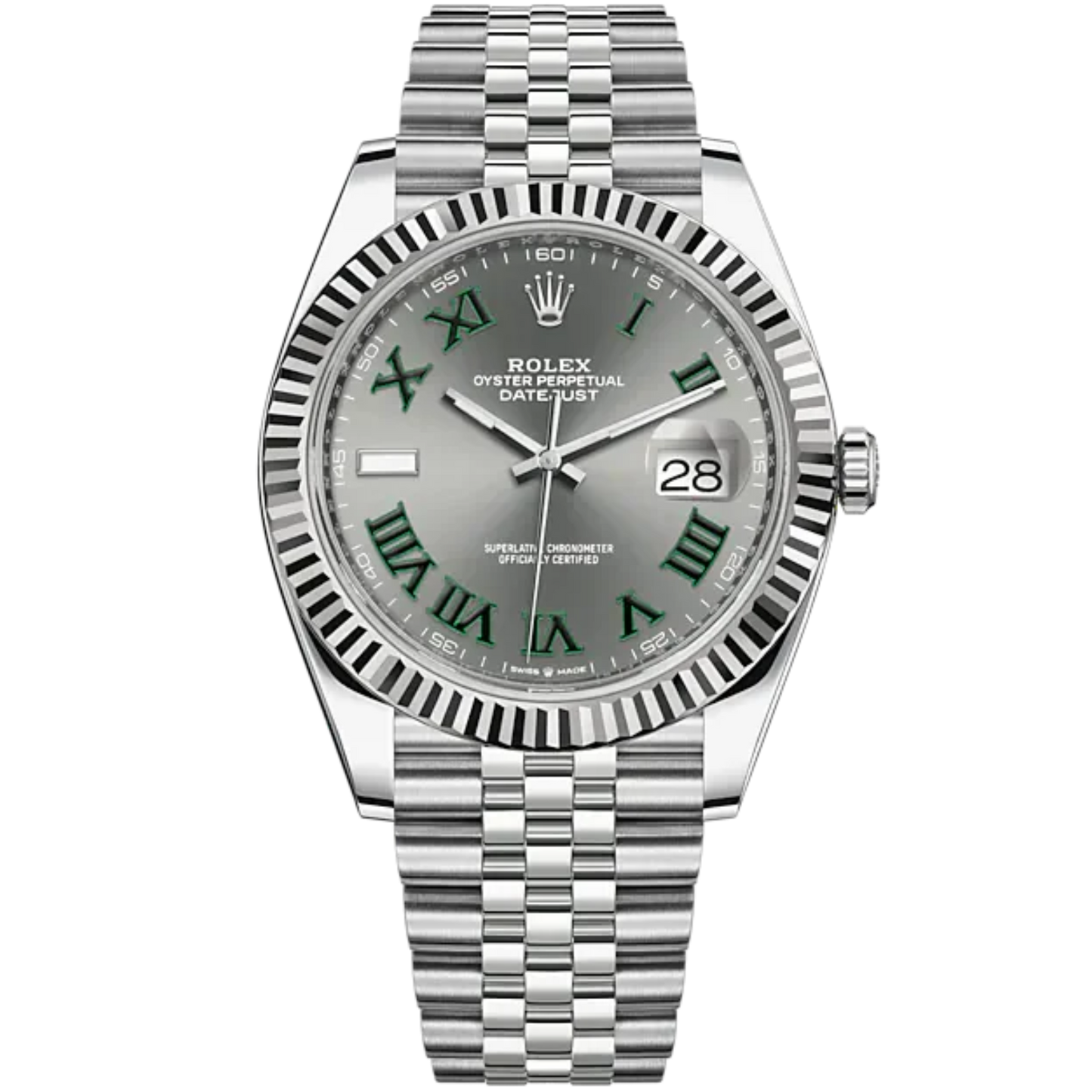 Datejust 41 41mm Jubilee Bracelet Oystersteel and White Gold with Slate Roman Dial Fluted Bezel