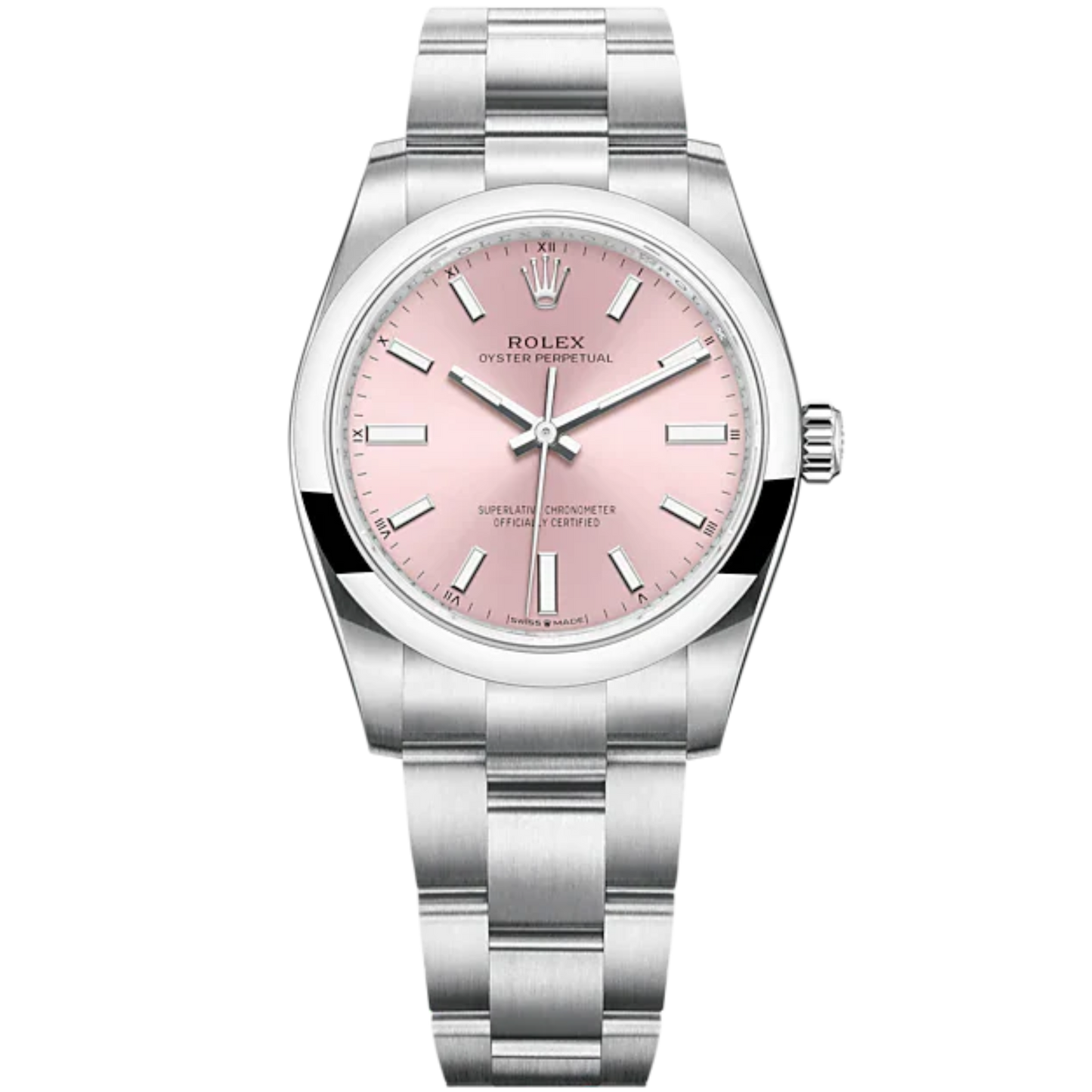Oyster Perpetual 34 34MM Oyster Bracelet Pink Dial Domed Bezel