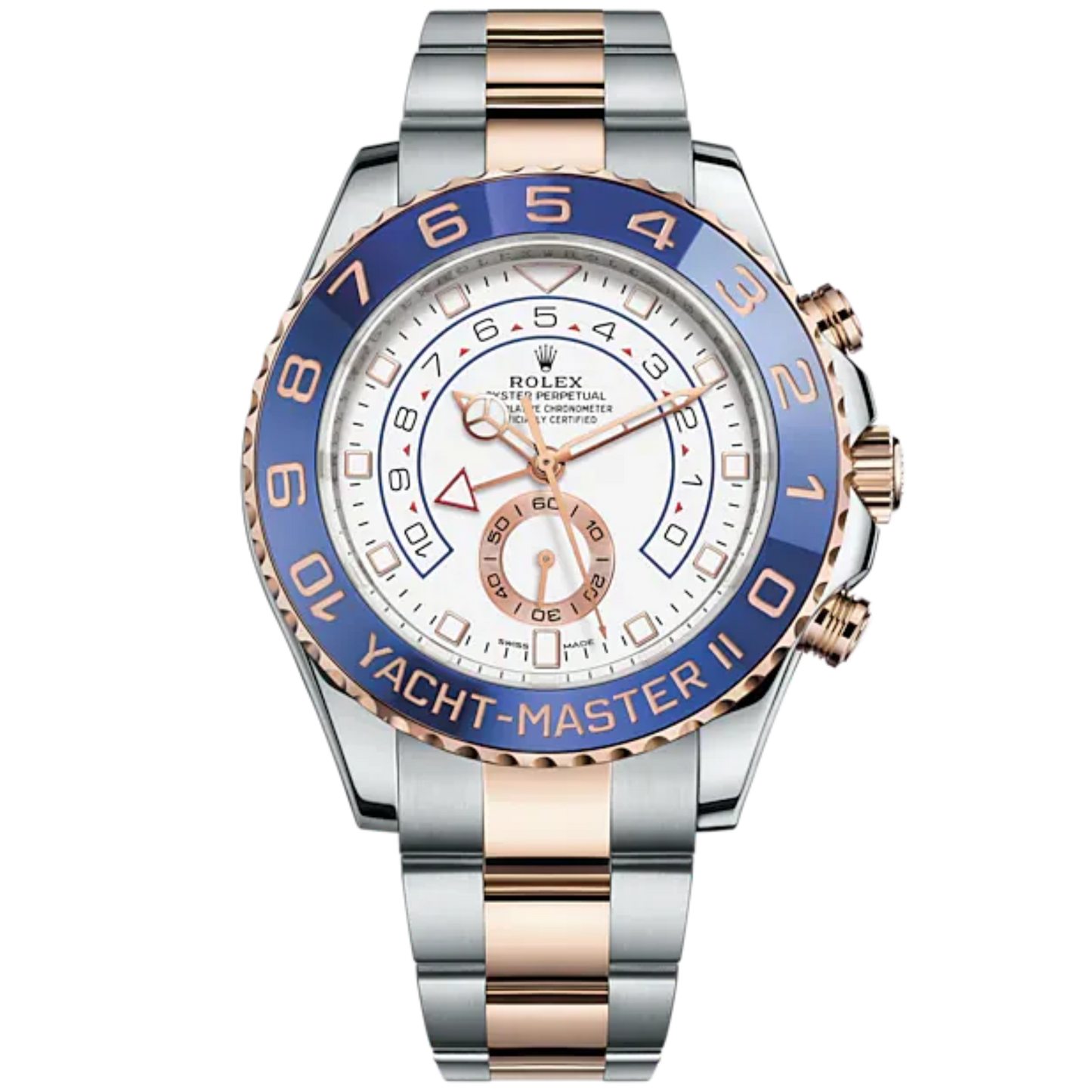 Yacht-Master II 44mm Oyster Bracelet Oystersteel and Everose Gold with White Dial Blue Cerachrom Ring Command Bezel