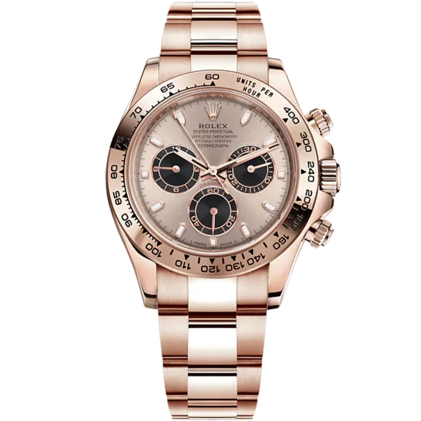 Cosmograph Daytona 40MM Oyster Bracelet Sundust Dial 18 CT Everose Gold Bezel With Engraved Tachymetric Scale
