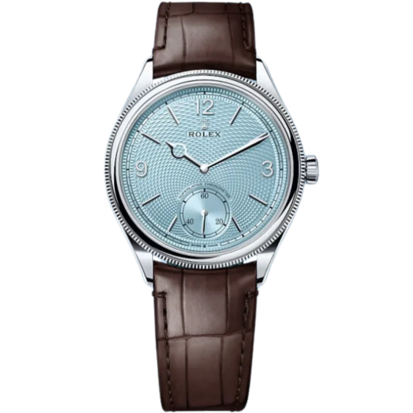 Rolex 1908 Ref. 52506 39MM Platinum Case Blue in Brown Leather