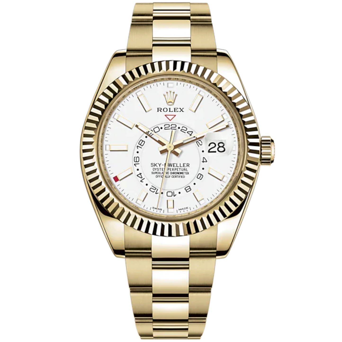 Sky-Dweller 42mm Oyster Bracelet and 18 CT Yellow Gold with Intense White DIal Fluted Bezel