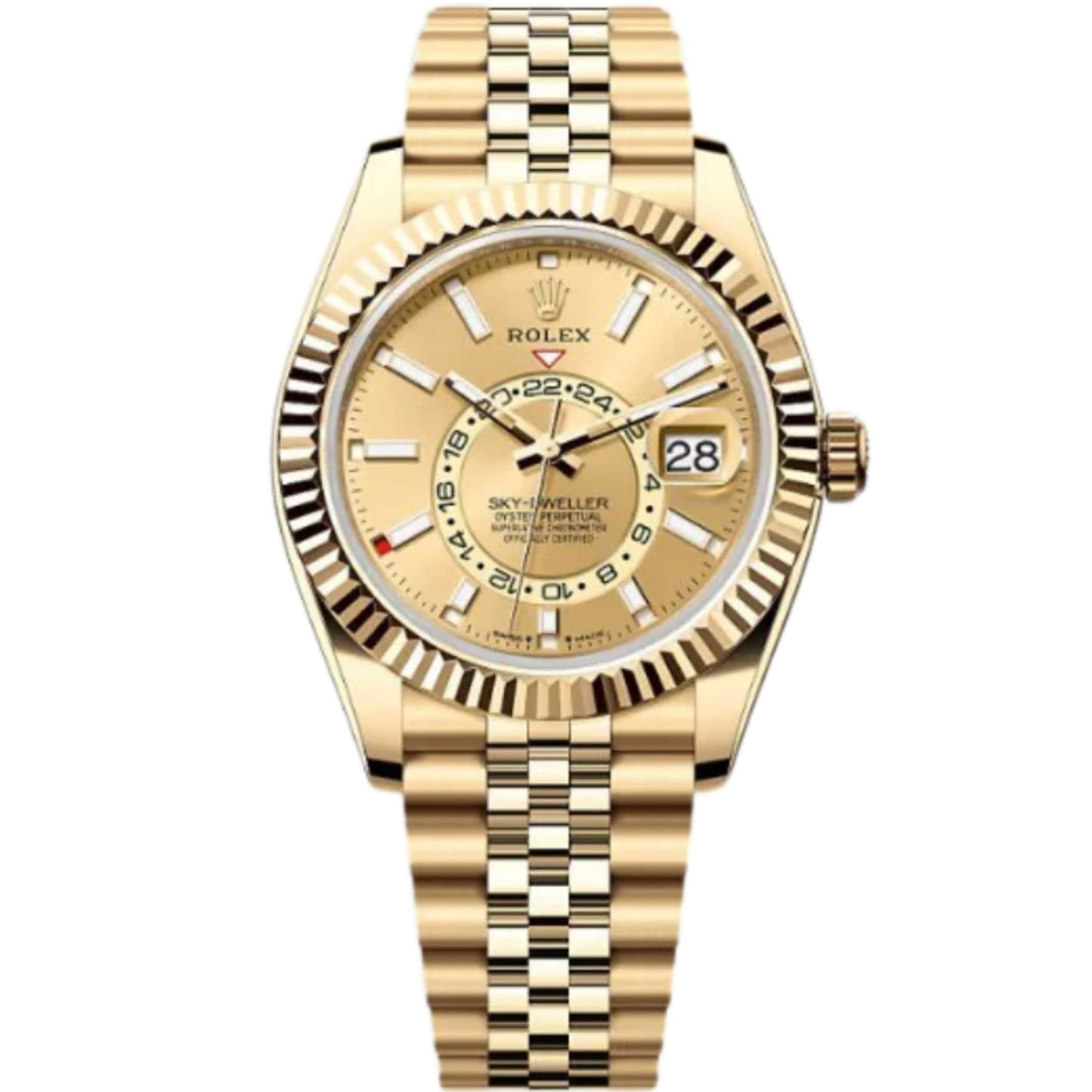 Rolex Sky-Dweller Ref. 336938 Yellow Gold Case Gold Dial in Jubilee Bracelet