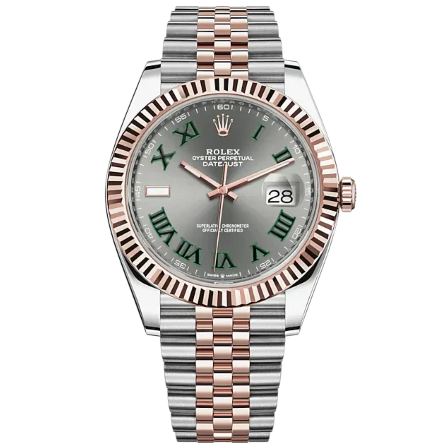 Datejust 41 41mm Jubilee Bracelet Oystersteel and Everose Gold with Slate Dial Fluted Bezel
