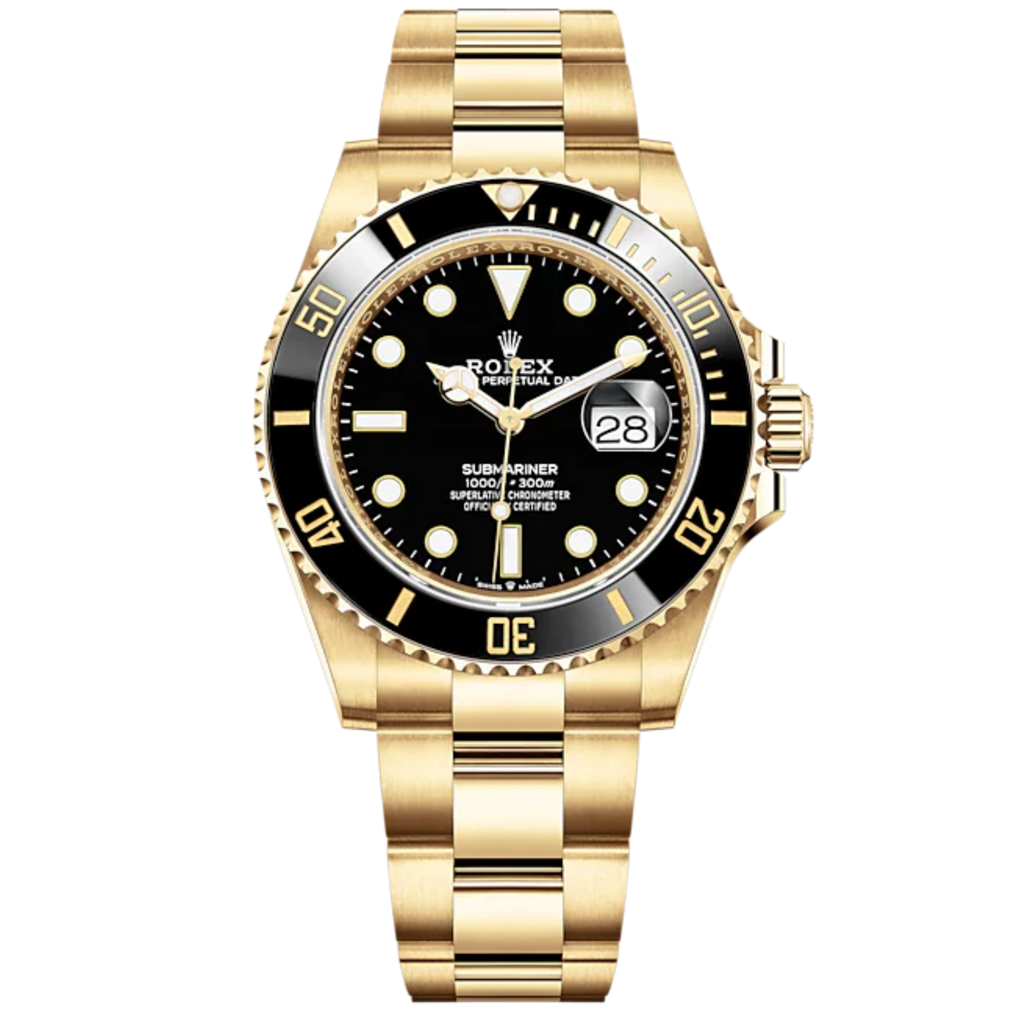 Submariner Date 41mm Oyster Bracelet and 18 CT Yellow Gold with Black Dial Cerachrom Unidirectional Rotatable Bezel