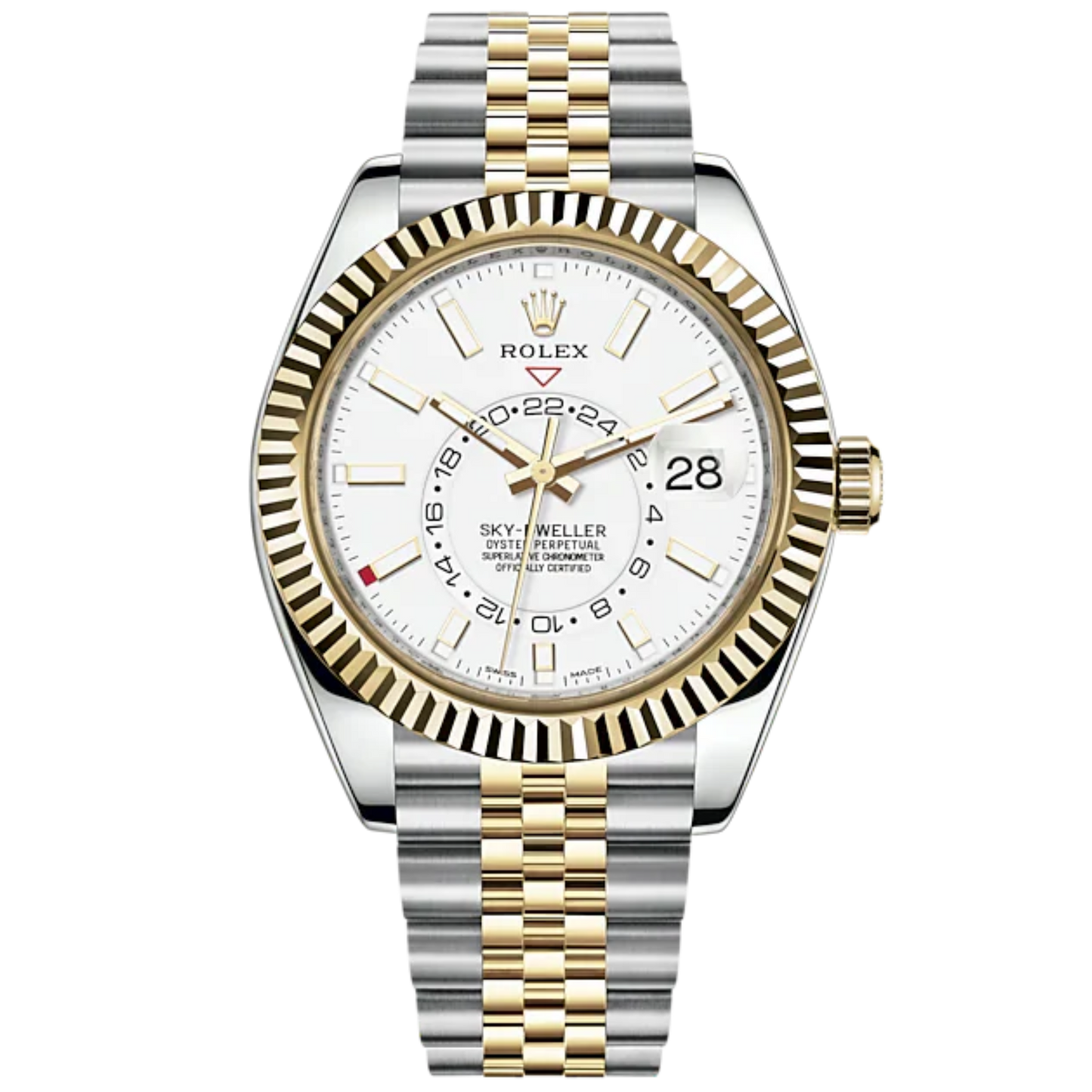 Sky-Dweller 42mm Jubilee Bracelet Oystersteel and Yellow Gold with Intense White Dial Fluted Bezel