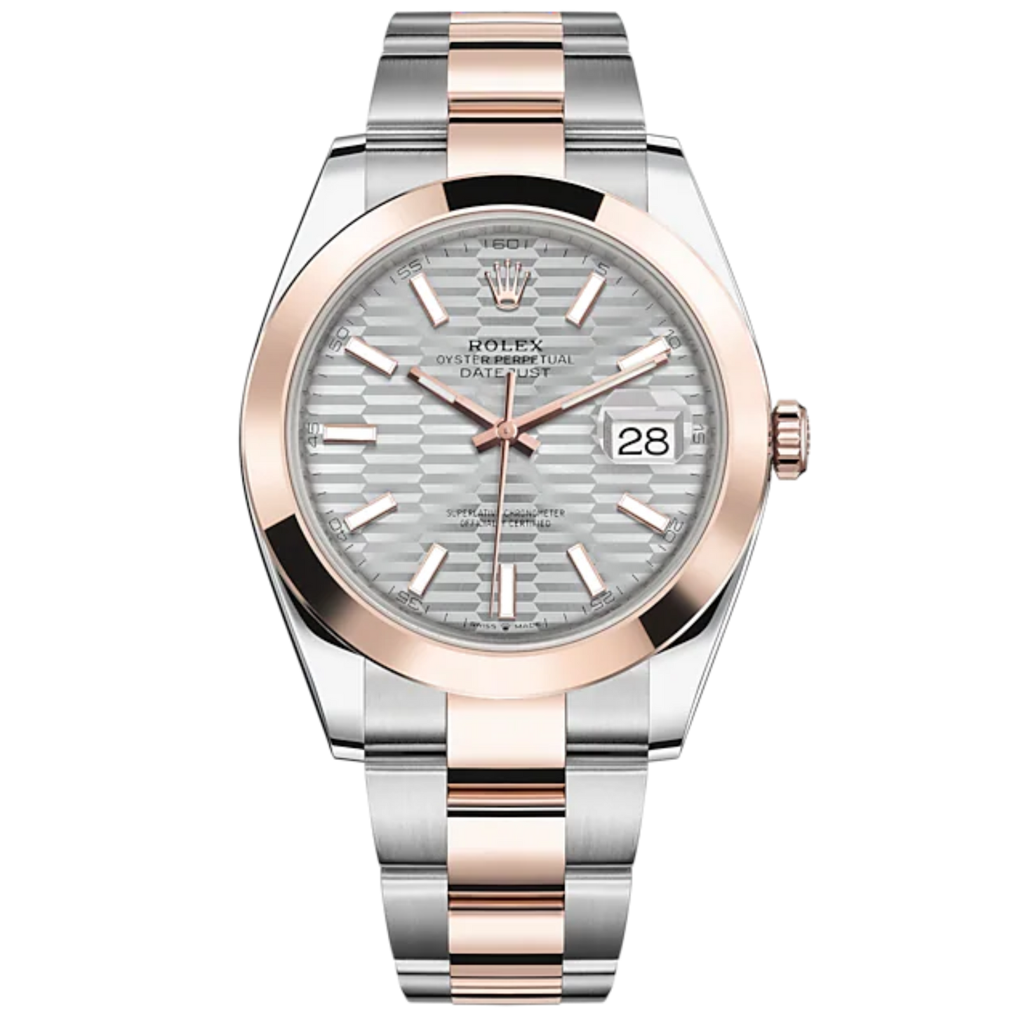 Datejust 41 41mm Oyster Bracelet Oystersteel and Everose Gold with Silver Fluted-Motif Dial Everose Gold Bezel