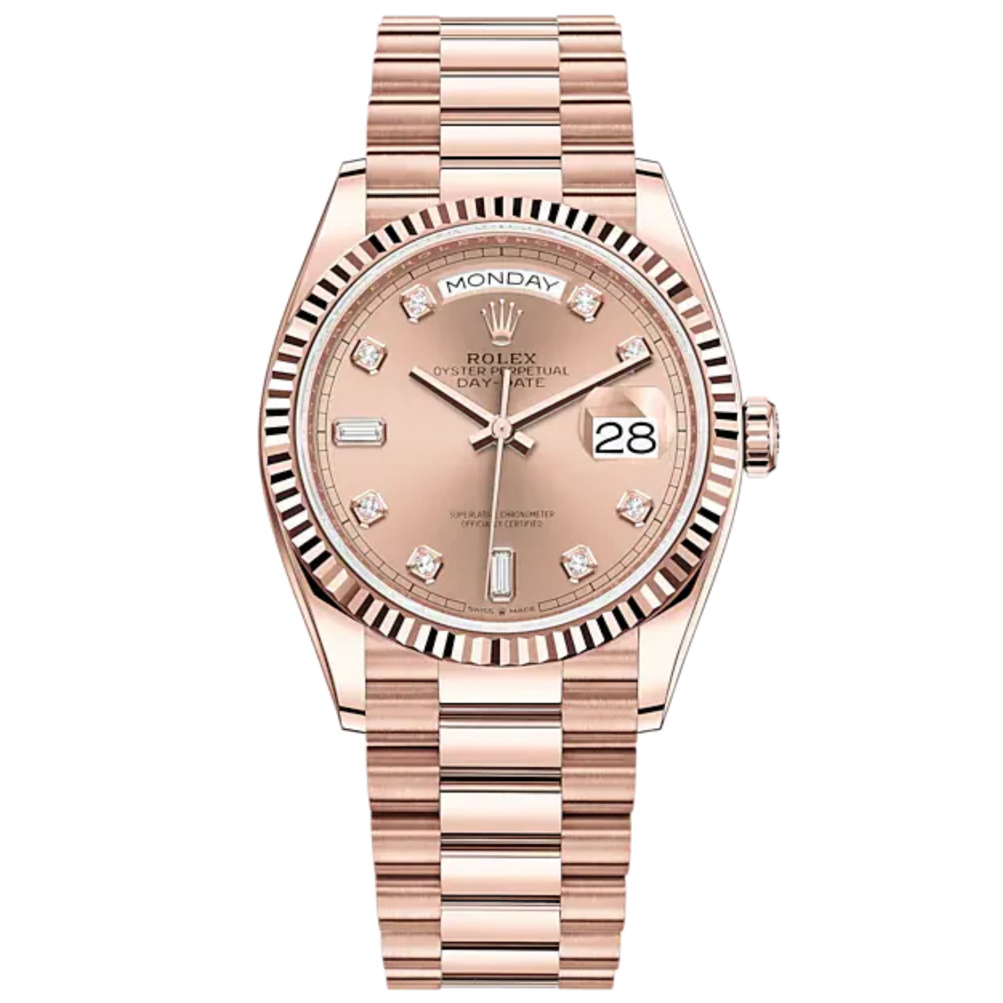 Day-Date 36 36mm President Bracelet and 18 KT Everose Gold with Rosé-Colour Dial Fluted Bezel