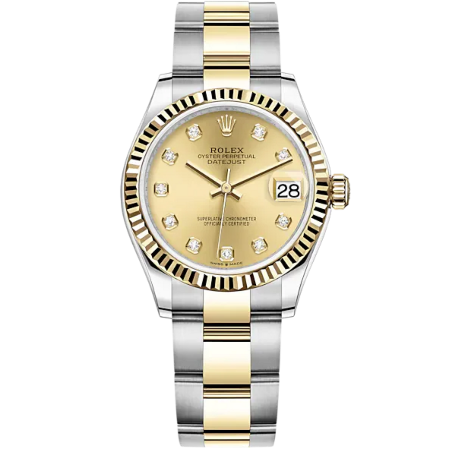 Datejust 31 31mm Oyster Bracelet Oystersteel and Yellow Gold with Champagne-Colour Diamond-Set Dial Fluted Bezel