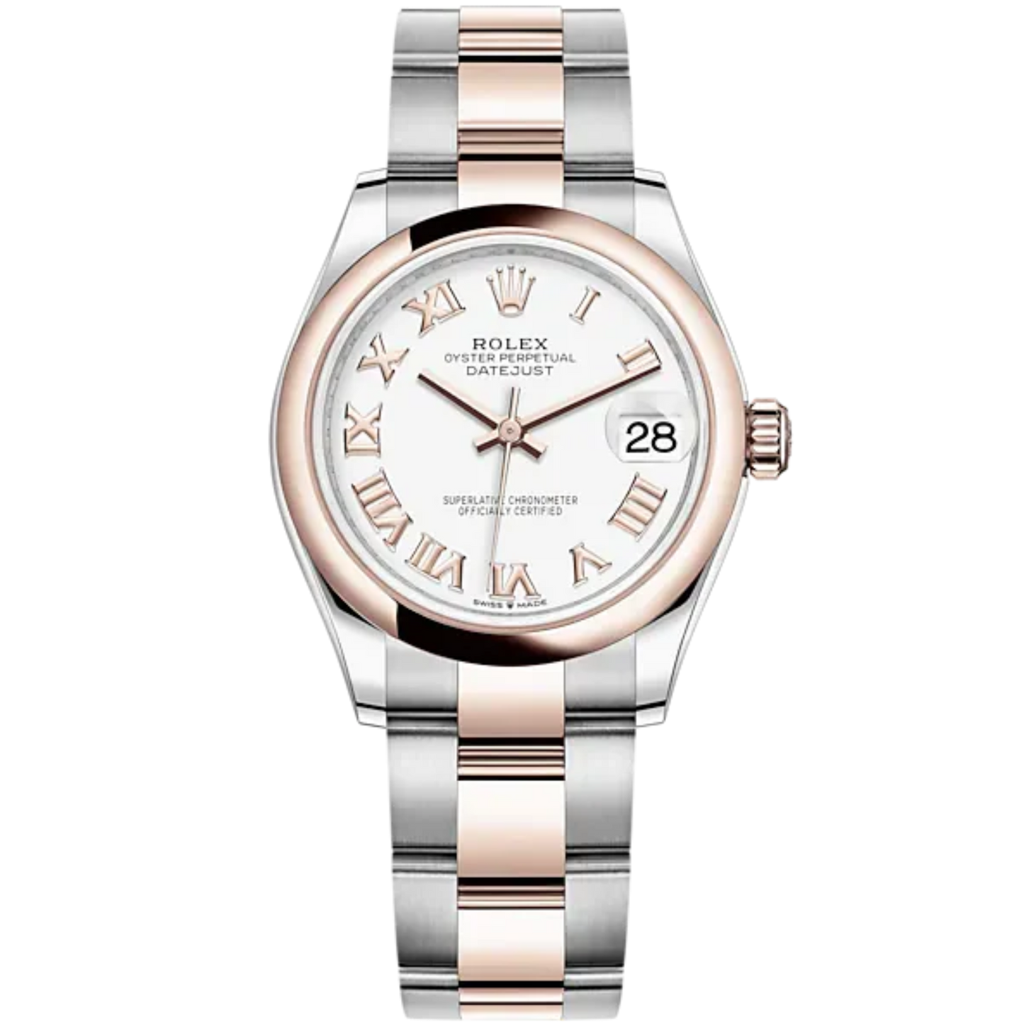Datejust 31 31mm Oyster Bracelet Oystersteel and Everose Gold with White Dial Everose Gold Bezel