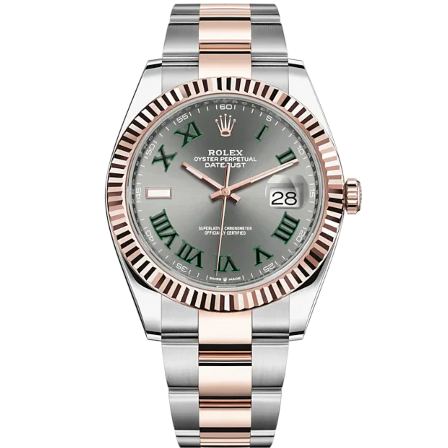 Datejust 41 41mm Oyster Bracelet Oystersteel and Everose Gold with Slate Dial Fluted Bezel