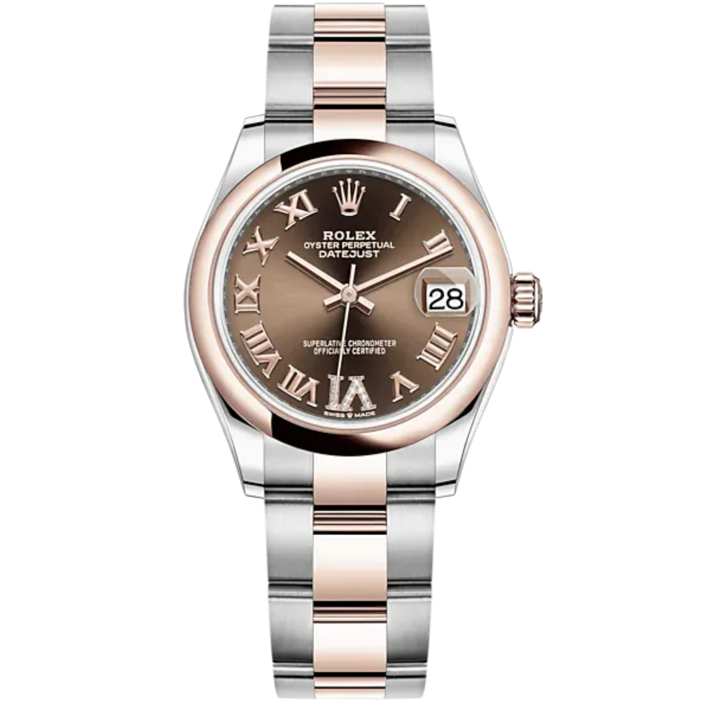 Datejust 31 31mm Oyster Bracelet Oystersteel and Everose Gold with Chocolate Diamond Dial Everose Gold Bezel