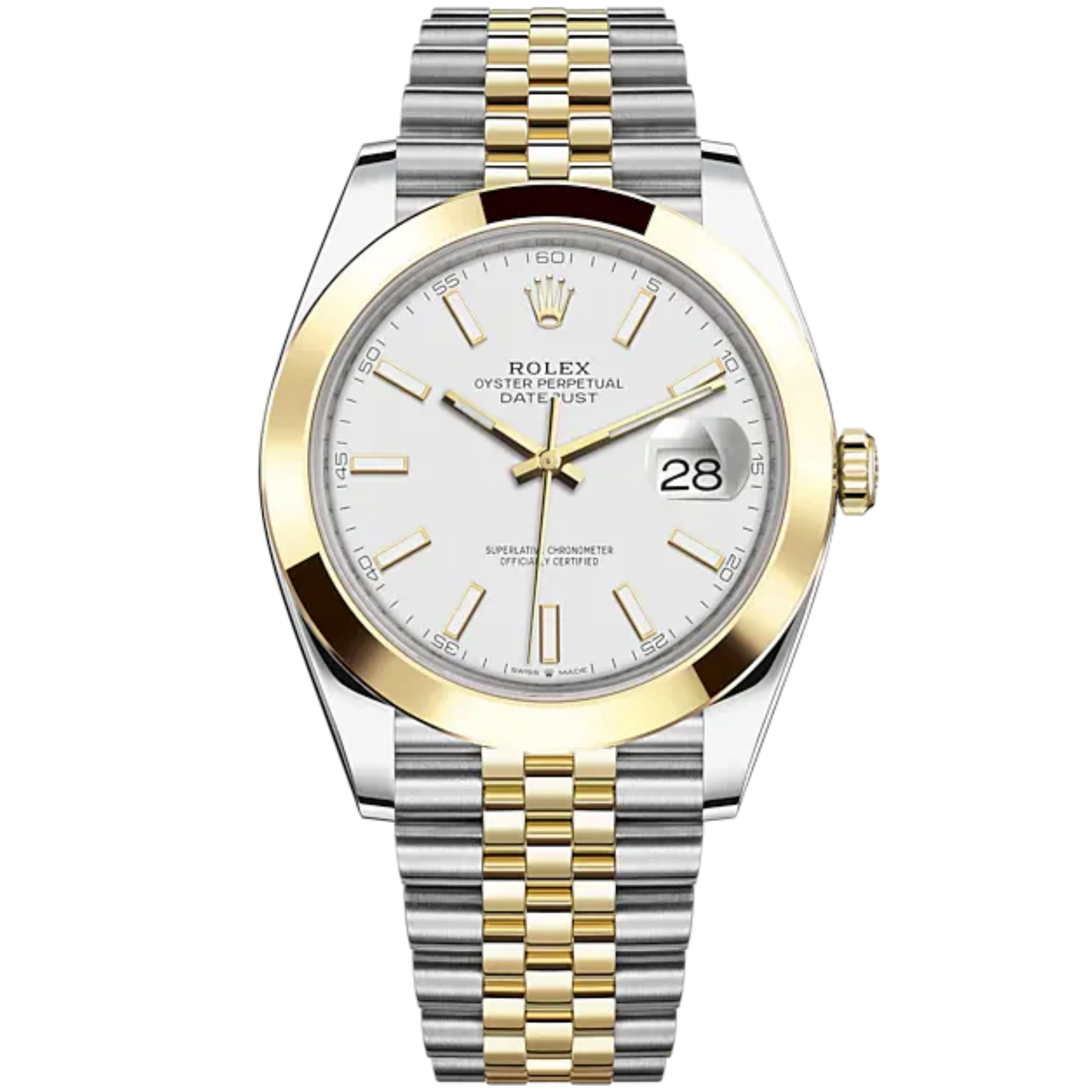 Datejust 41 41mm Jubilee Bracelet Oystersteel and Yellow Gold with White Dial Yellow Gold Bezel