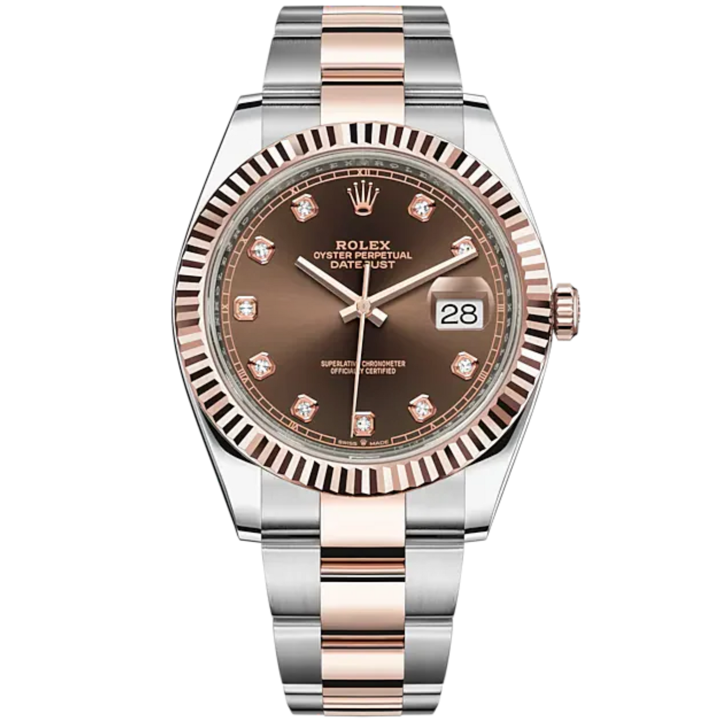 Datejust 41 41mm Oyster Bracelet Oystersteel and Everose Gold with Chocolate Diamond-Set Dial Fluted Bezel