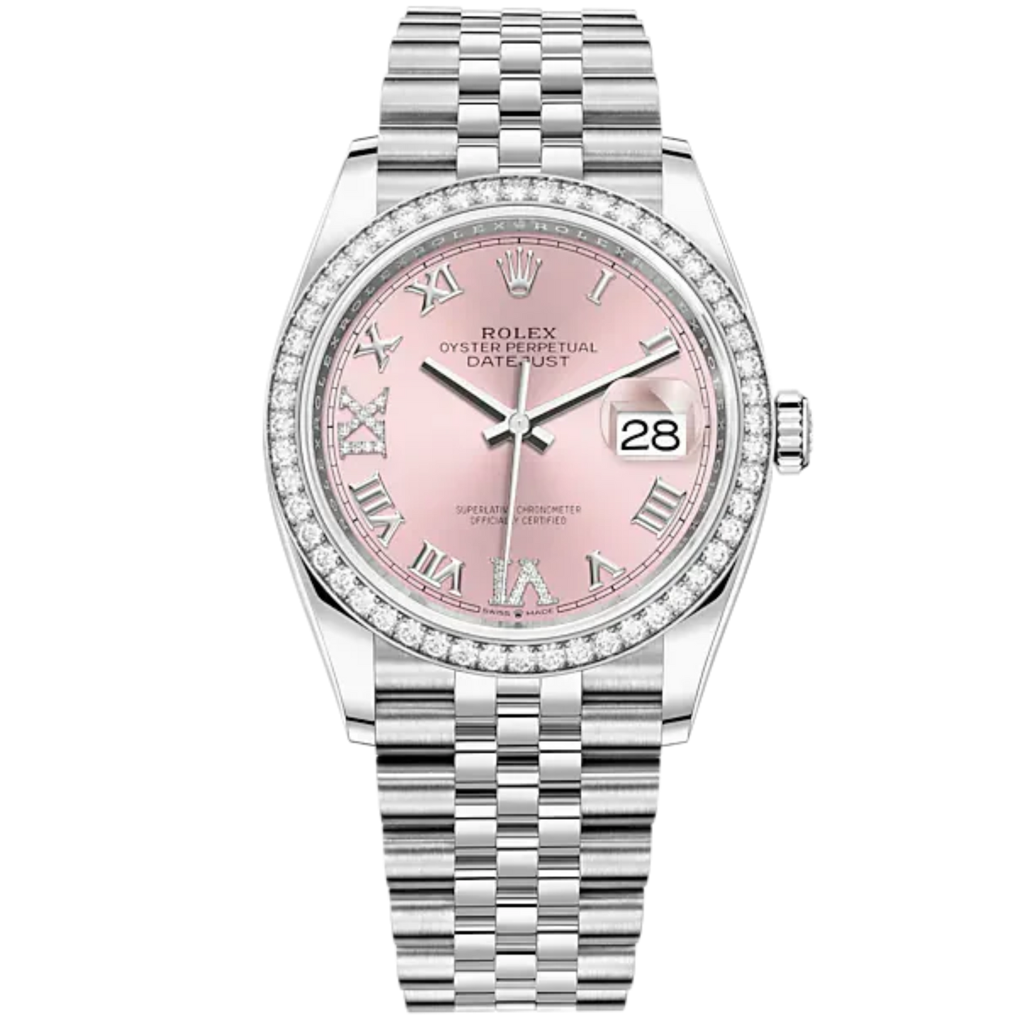 Datejust 36 36mm Oystersteel Jubilee Bracelet and White Gold with Pink Diamond-Set Dial Diamond-Set Bezel