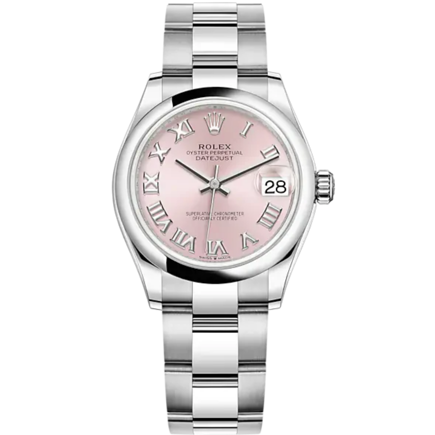 Datejust 31 31mm Oyster Bracelet Oystersteel with Pink Roman Dial Oystersteel Bezel