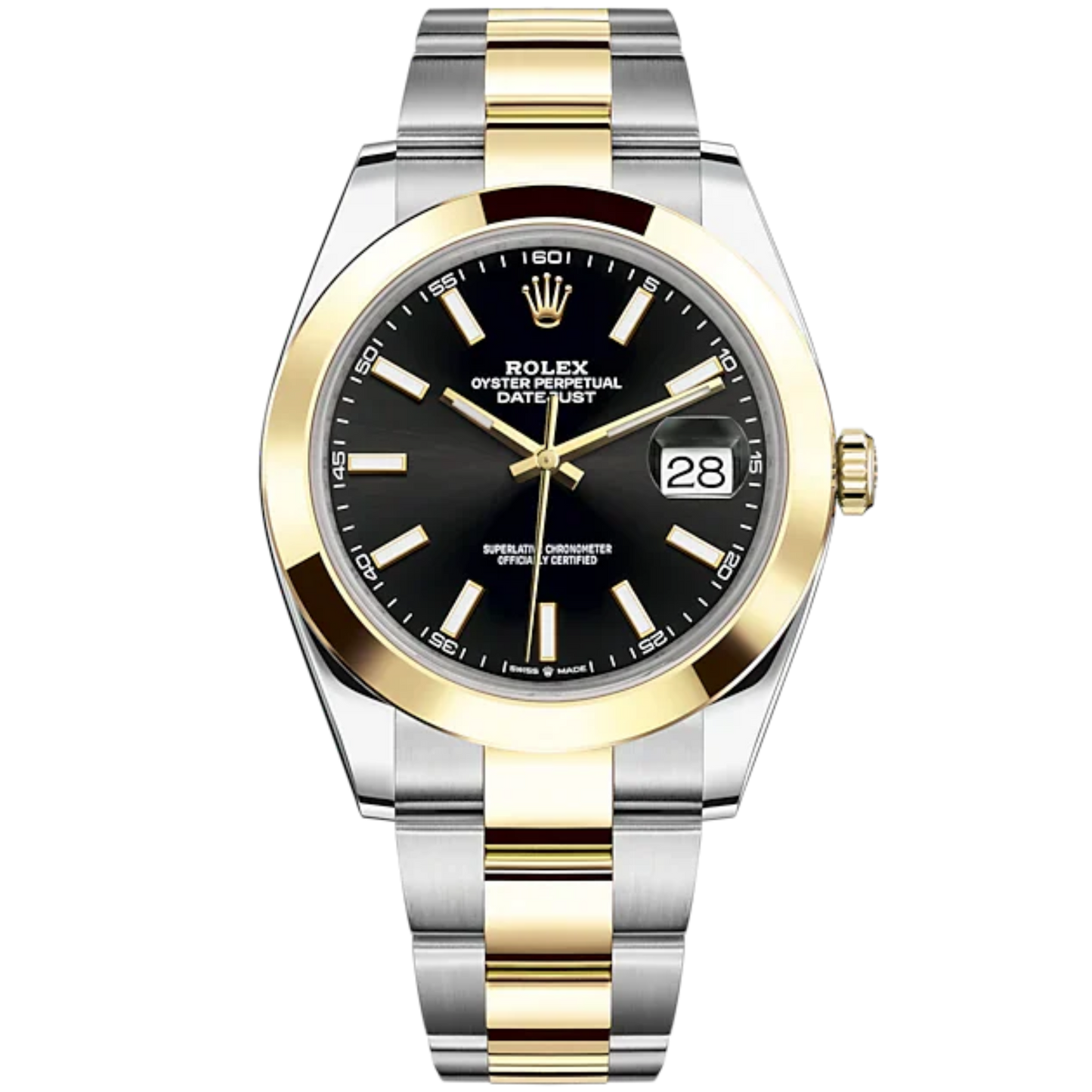 Datejust 41 41mm Oyster Bracelet Oystersteel and Yellow Gold with Bright Black Dial Yellow Gold Bezel