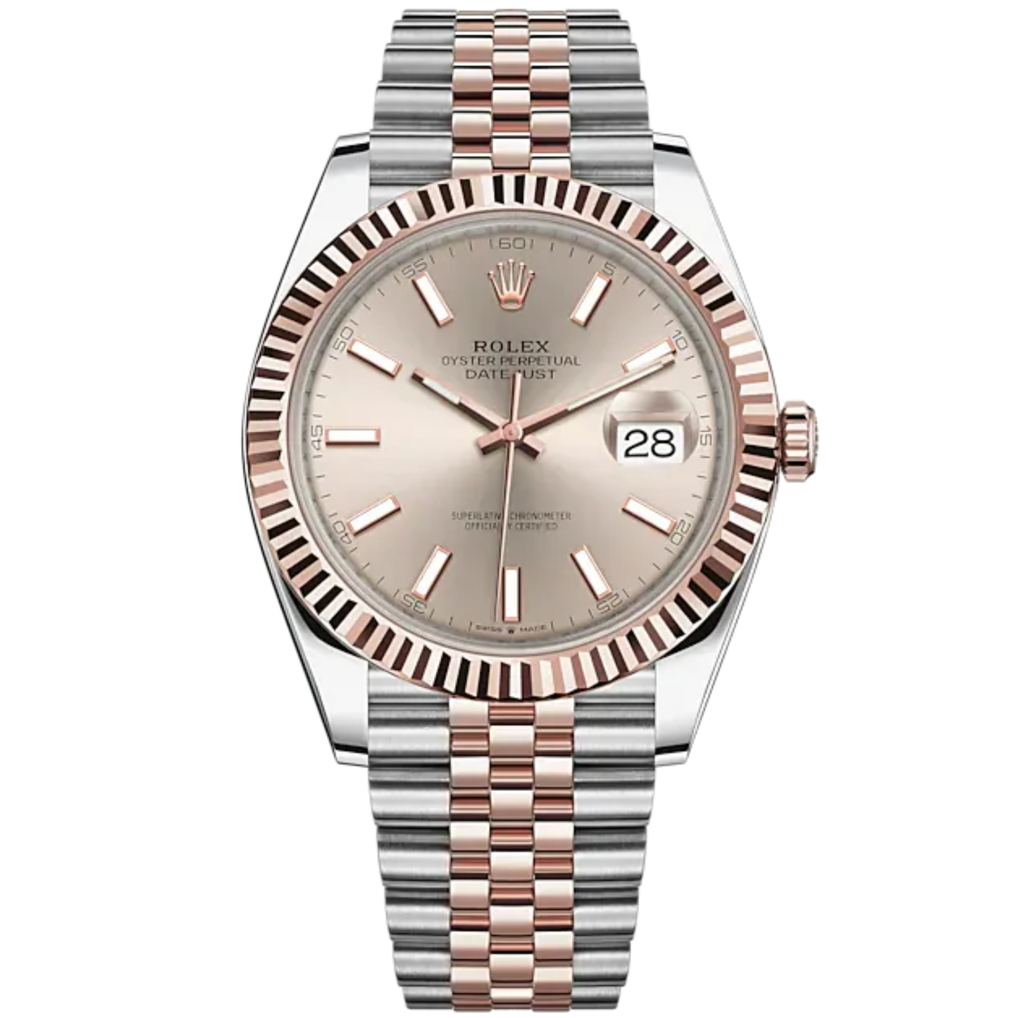 Rolex Datejust Ref. 126331 41MM Two Tone RG/SS Sundust Dial Fluted Bezel on Jubilee