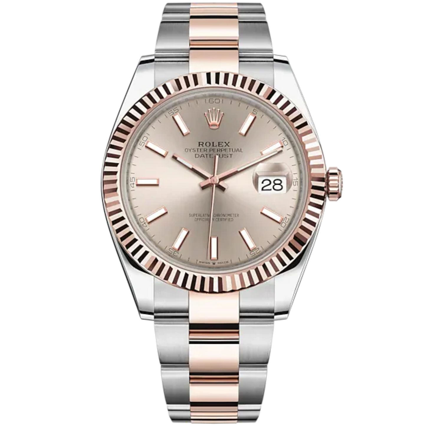 Datejust 41 41mm Oyster Bracelet Oystersteel and Everose Gold with Sundust Dial Fluted Bezel