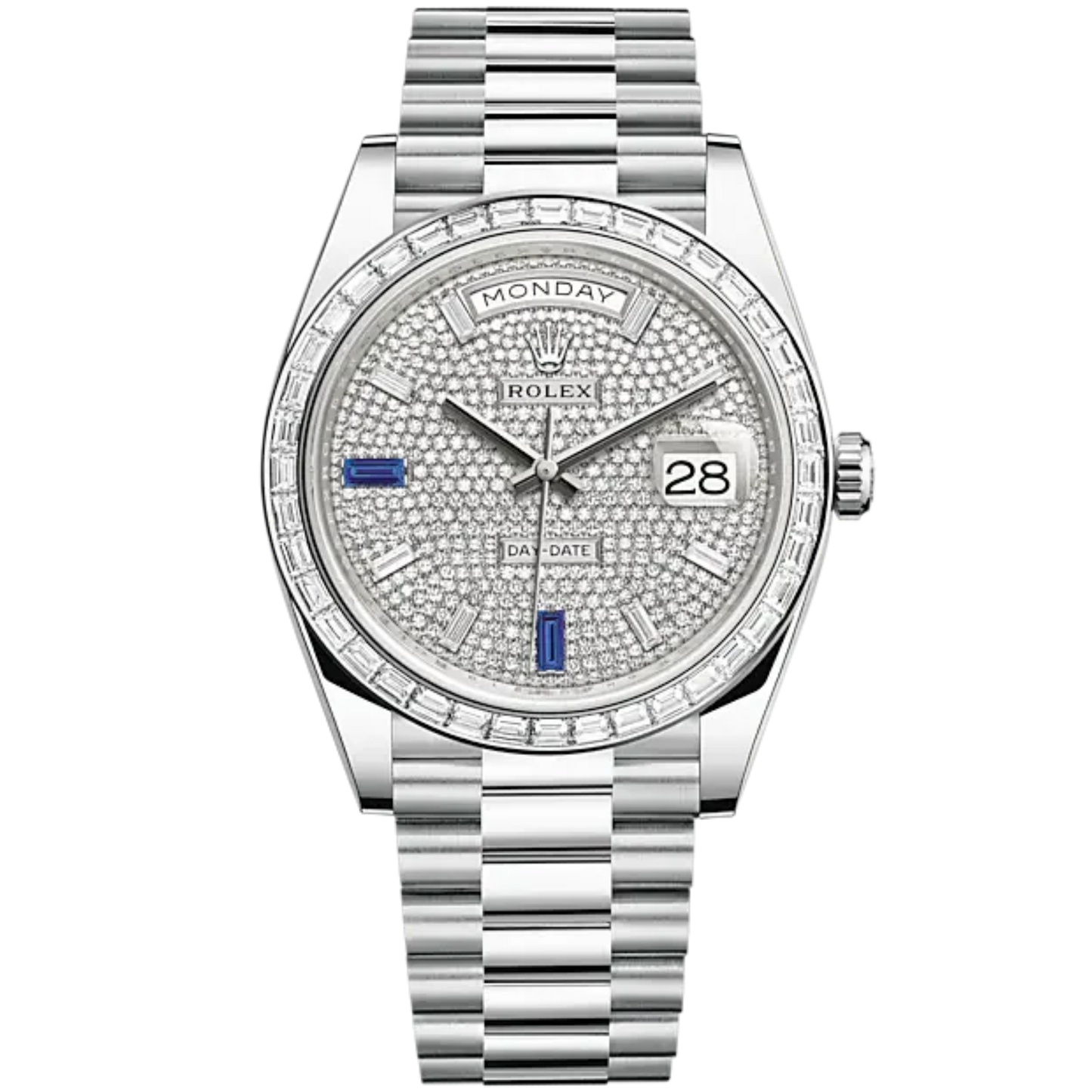 Day-Date 40 40mm President Bracelet and Platinum with Diamond-Paved Dial and Diamond-Set Bezel