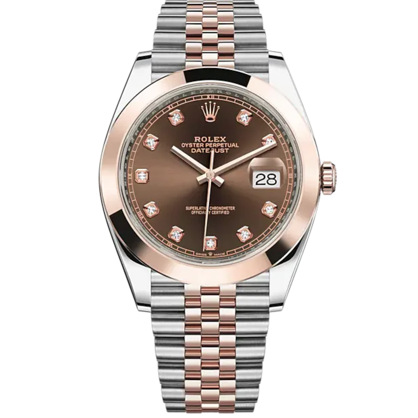 Datejust 41 41mm Jubilee Bracelet Oystersteel and Everose Gold with Chocolate Diamond-Set Dial Everose Gold Bezel