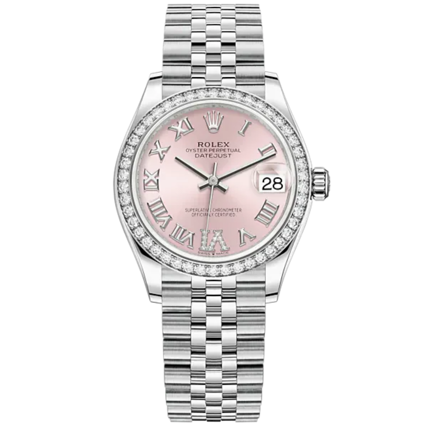 Datejust 31 31mm Jubilee Bracelet Oystersteel and White Gold with Pink Diamond Dial Diamond-Set Bezel