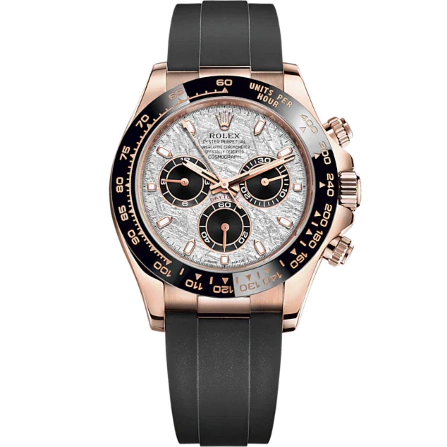 Cosmograph Daytona 40MM Oysterflex Bracelet Meteorite and Black Dial Black Cerachrom Bezel With Tachymetric Scale and Rose Gold Case