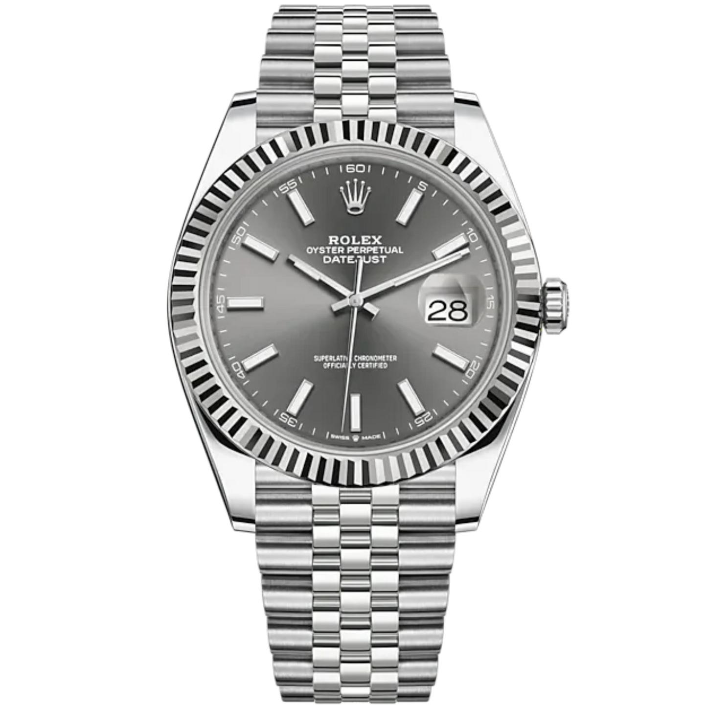 Datejust 41 41mm Jubilee Bracelet Oystersteel and White Gold with Slate Dial Fluted Bezel