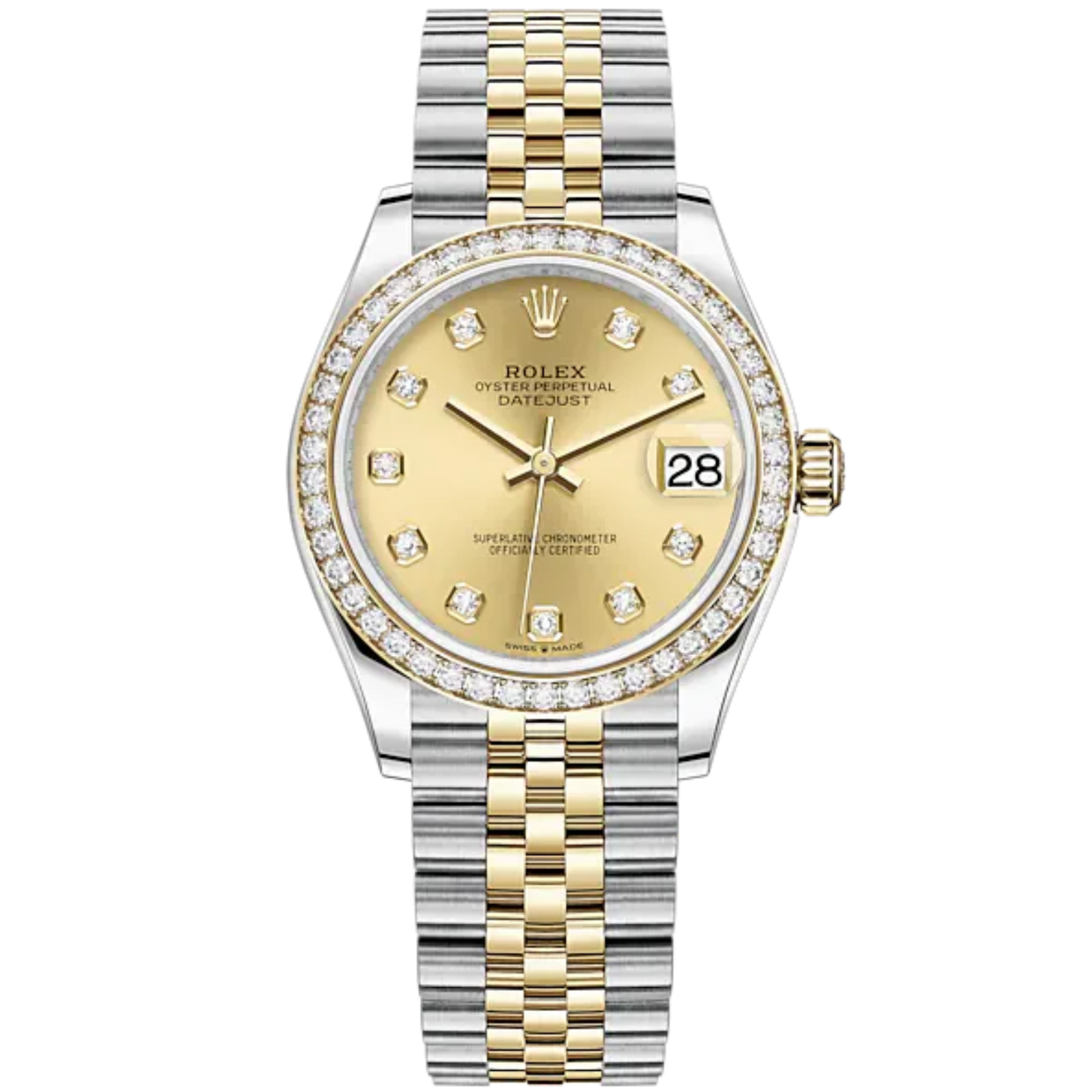 Datejust 31 31mm Jubilee Bracelet Oystersteel and Yellow Gold with Champagne-Colour Diamond-Set Dial Diamond-Set Bezel