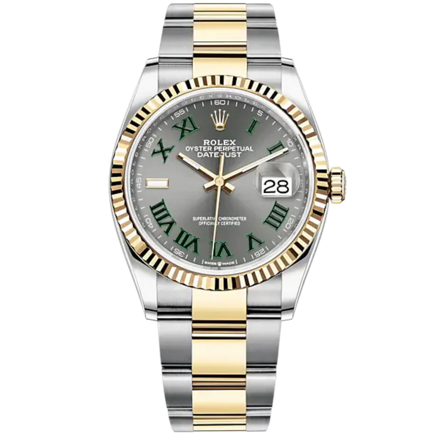 Datejust 36 36mm Oyster Bracelet Oystersteel and Yellow Gold with Slate Dial Fluted Bezel