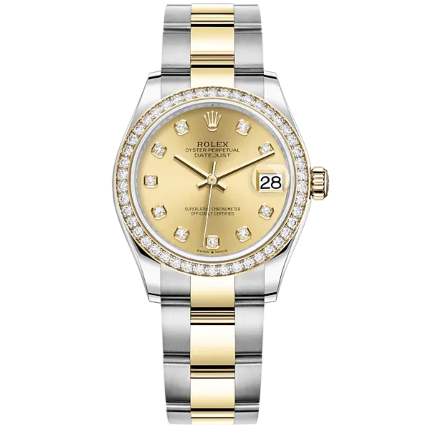 Datejust 31 31mm Oyster Bracelet Oystersteel and Yellow Gold with Champagne-Colour Diamond-Set Dial Diamond-Set Bezel