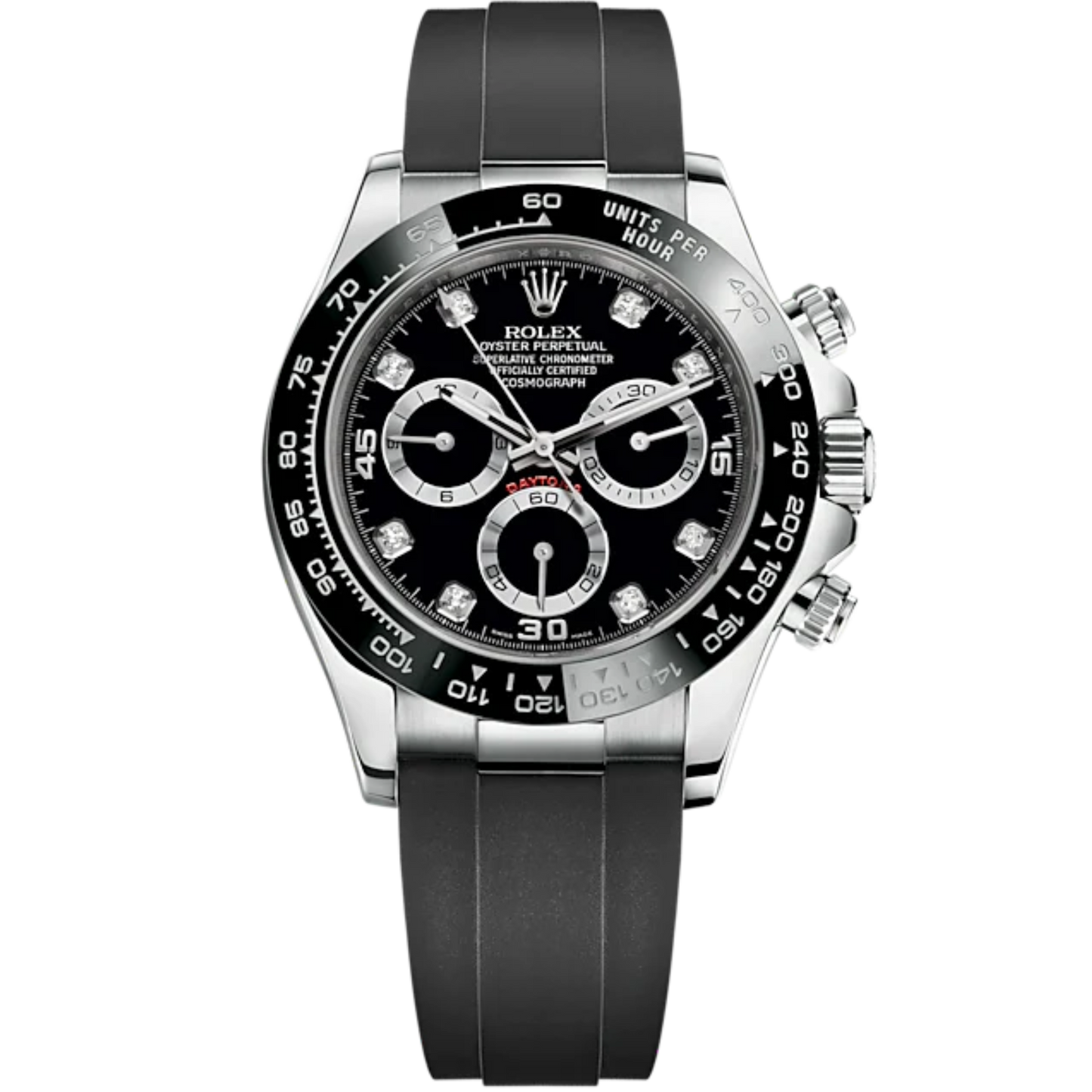 Cosmograph Daytona 40MM Oysterflex Bracelet Black and Diamond-Set Dial Black Cerachrom Bezel With Tachymetric Scale