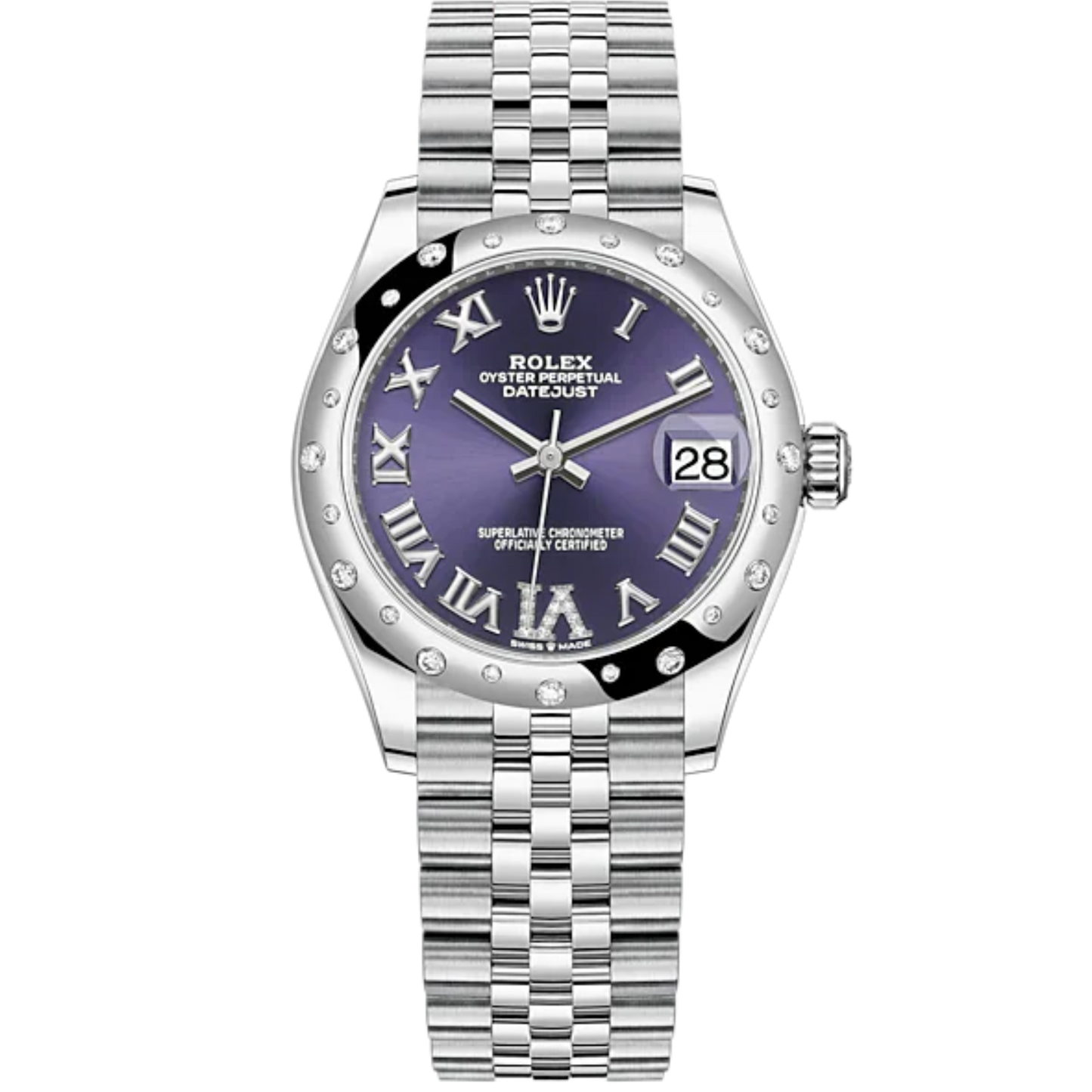 Datejust 31 31mm Jubilee Bracelet Oystersteel and White Gold with Aubergine Diamond Dial Diamond-Set Bezel